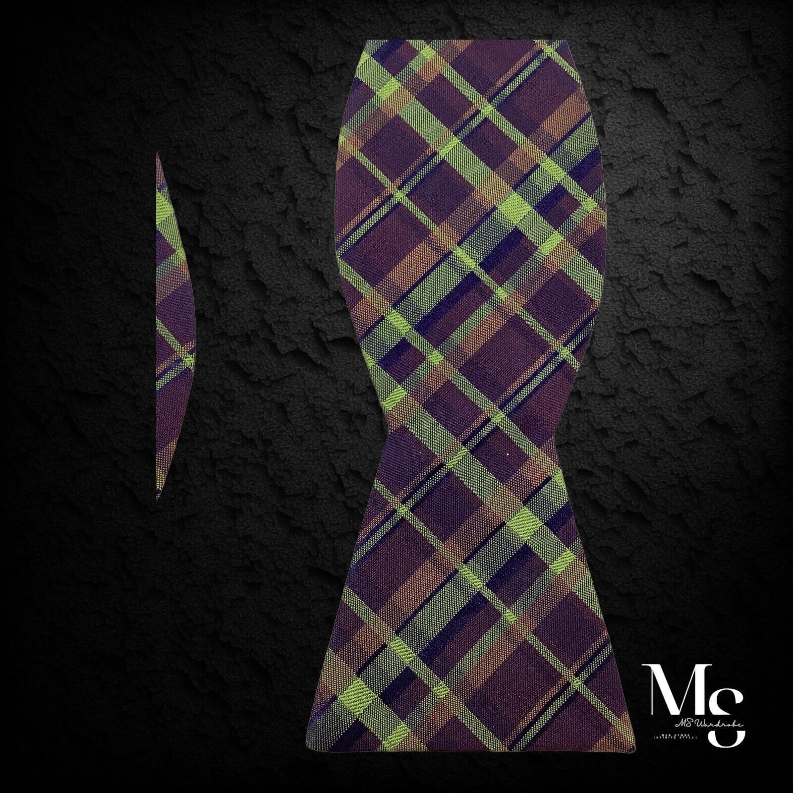 The Tie Bar THE TIE BAR Purple Green Plaids & Cheks Adjustable Self Bow Size ONE SIZE - 4 Thumbnail