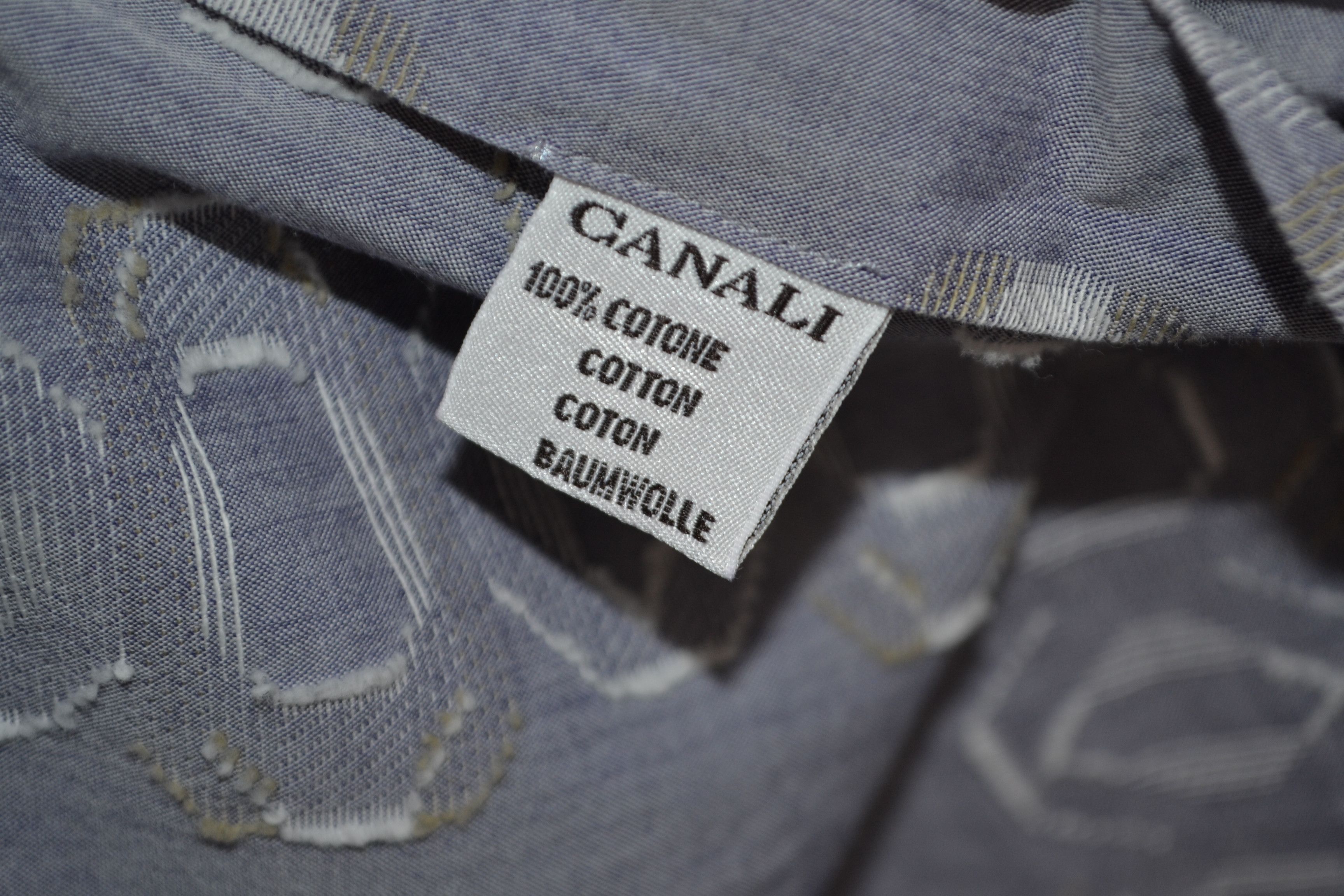 Canali Canali Shirt M Blue Gray Cotton Geometric Button Up Italy Size US M / EU 48-50 / 2 - 8 Thumbnail