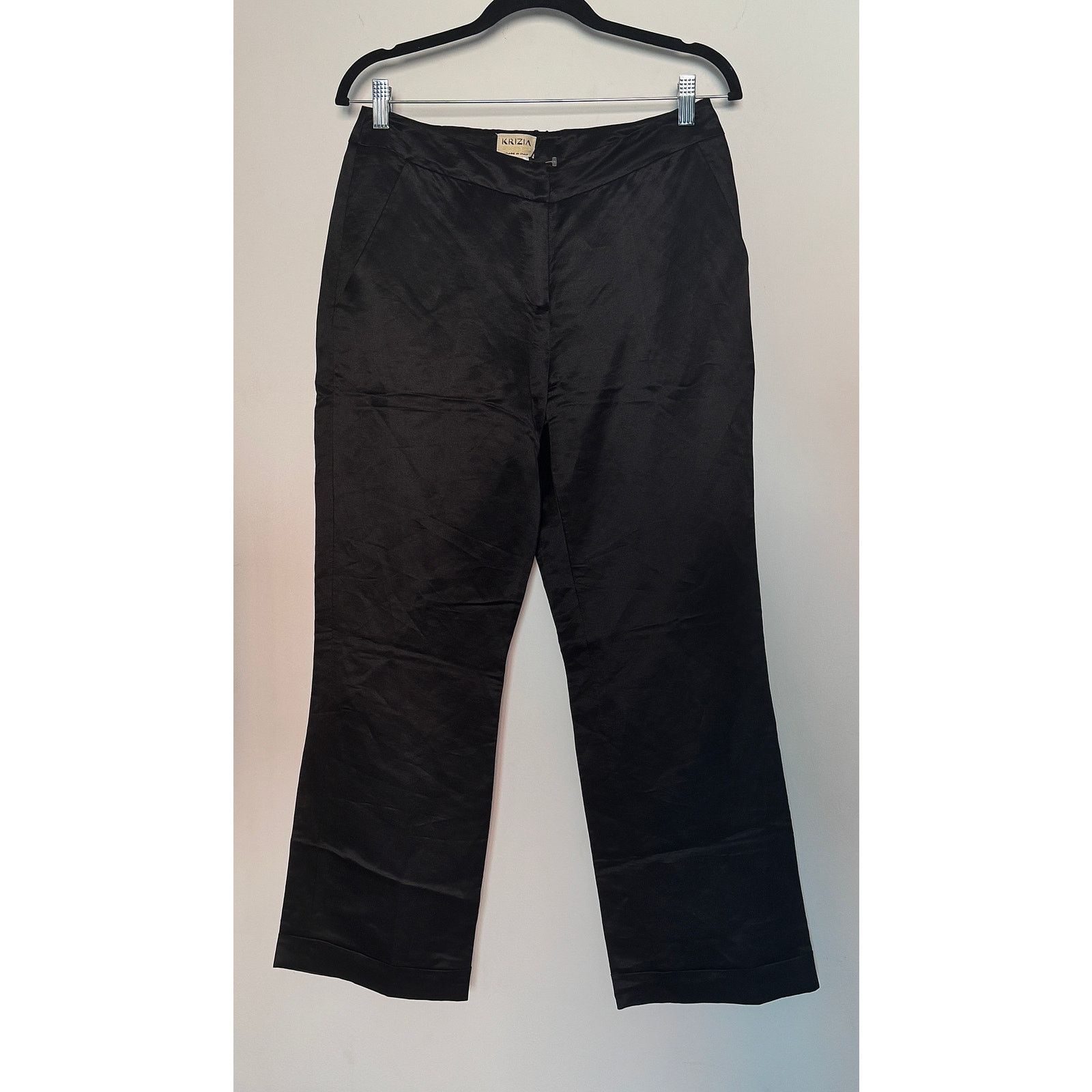 Krizia Krizia TOP NWT Black Lino Flax Highwaist Straight Cut Pants Size 32" / US 10 / IT 46 - 1 Thumbnail