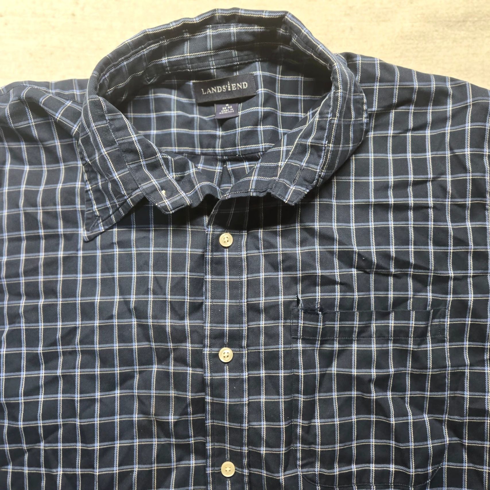 Lands' End Lands' End Black Check Long Sleeve Button Up Shirt Adult Men's Size M Medium Size US M / EU 48-50 / 2 - 2 Thumbnail