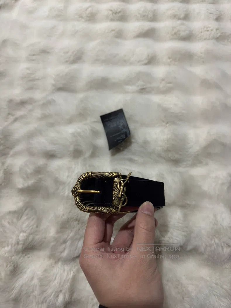 Saint Laurent Paris Saint Laurent Paris size 85 Black and Gold Logo Belt Size ONE SIZE - 3 Thumbnail