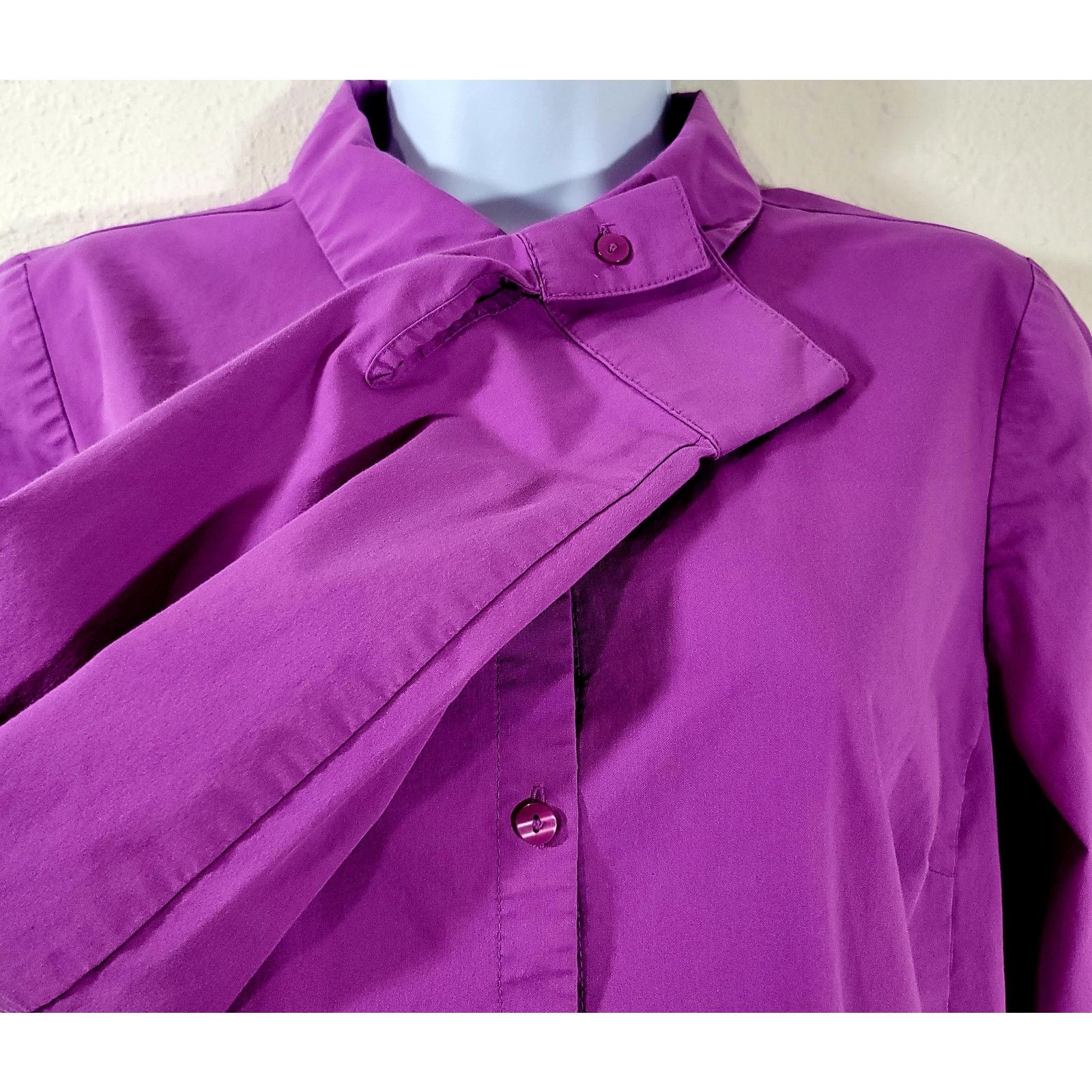 Other Worthington Purple Button Up Pointed Collar Top 10 Size L / US 10 / IT 46 - 2 Thumbnail