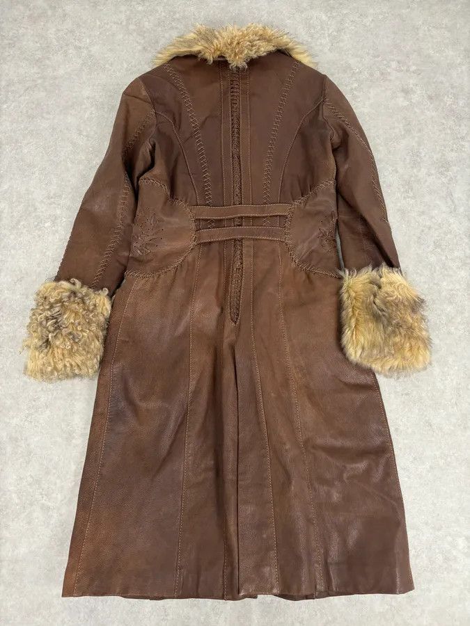 Roberto Cavalli 2000s Roberto Cavalli Brown Premium Leather Fur Trench Coat Size M / US 6-8 / IT 42-44 - 5 Thumbnail