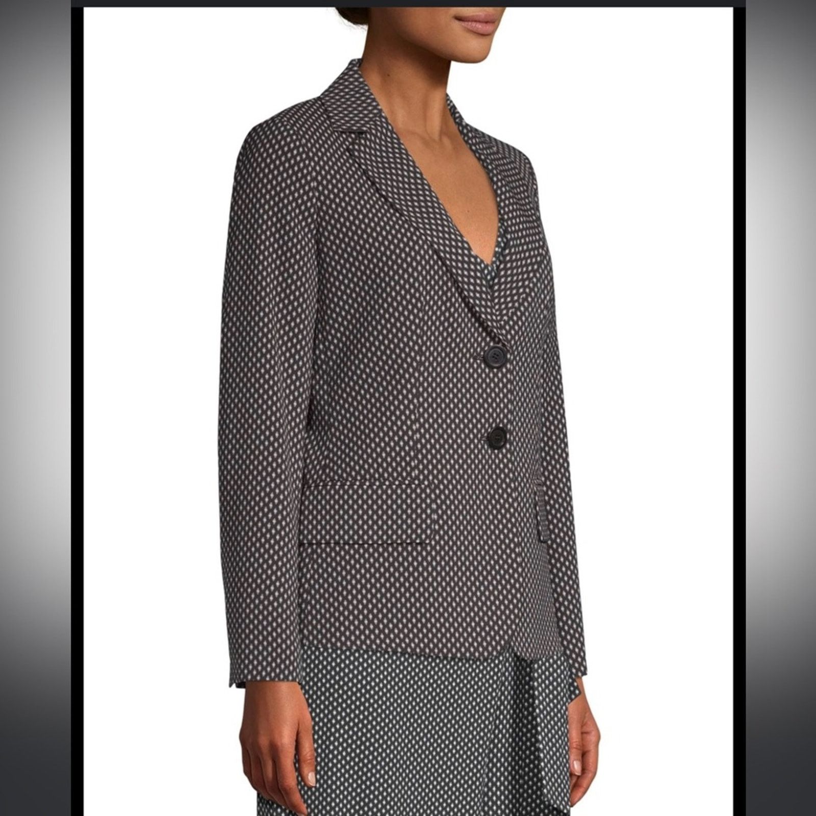 Max Mara MaxMara Bebbio Two-Button Diamond Print Blazer Jacket 14 Size L / US 10 / IT 46 - 1 Thumbnail