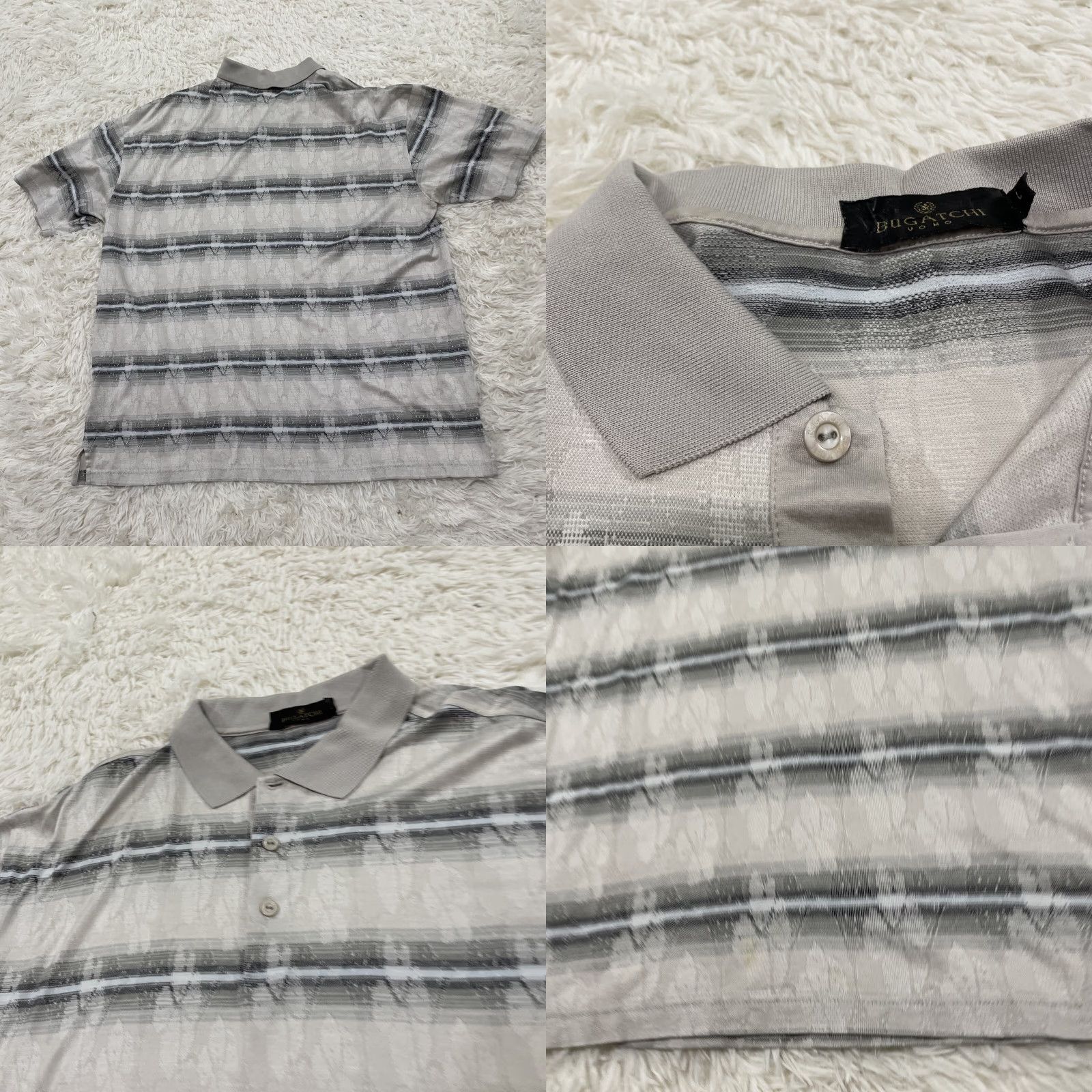 BUGATCHI VINTAGE Bugatchi Uomo Polo Shirt Geometric Abstract 90s Optical Illusion Gray L Men Polo Shirt, Short Sleeve, 100% Cotton, Regular Fit, Golf Size US L / EU 52-54 / 3 - 9 Thumbnail