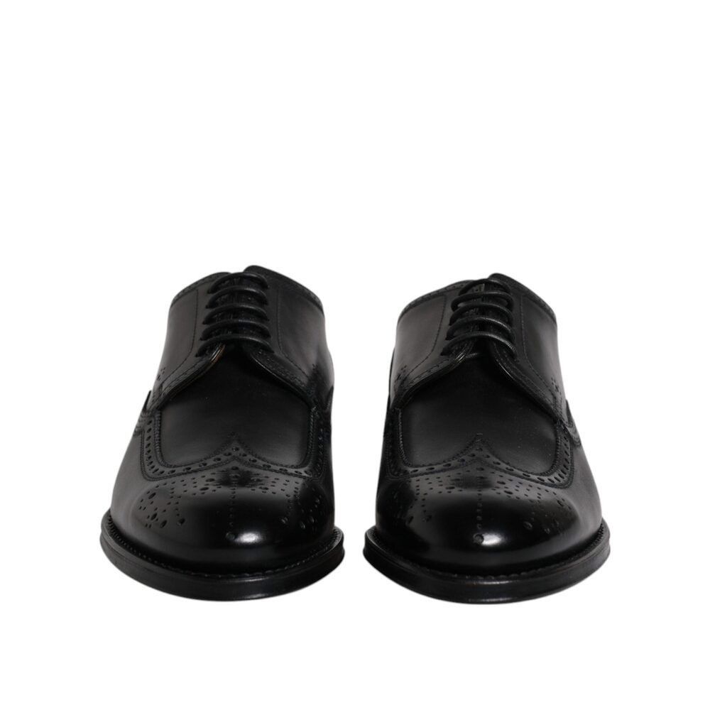 Dolce & Gabbana Dolce & Gabbana Black Leather Derby Wingtip Formal Shoes Size US 6.5 / EU 39-40 - 2 Thumbnail
