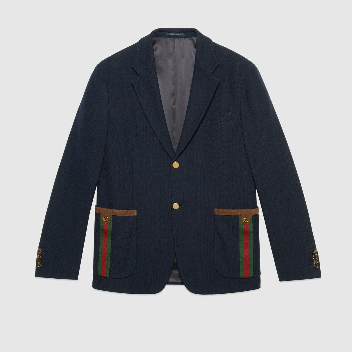 Gucci o1mt1gz0725 Cotton Jersey Jacket With Web in Blue Size US S / EU 44-46 / 1 - 1 Thumbnail