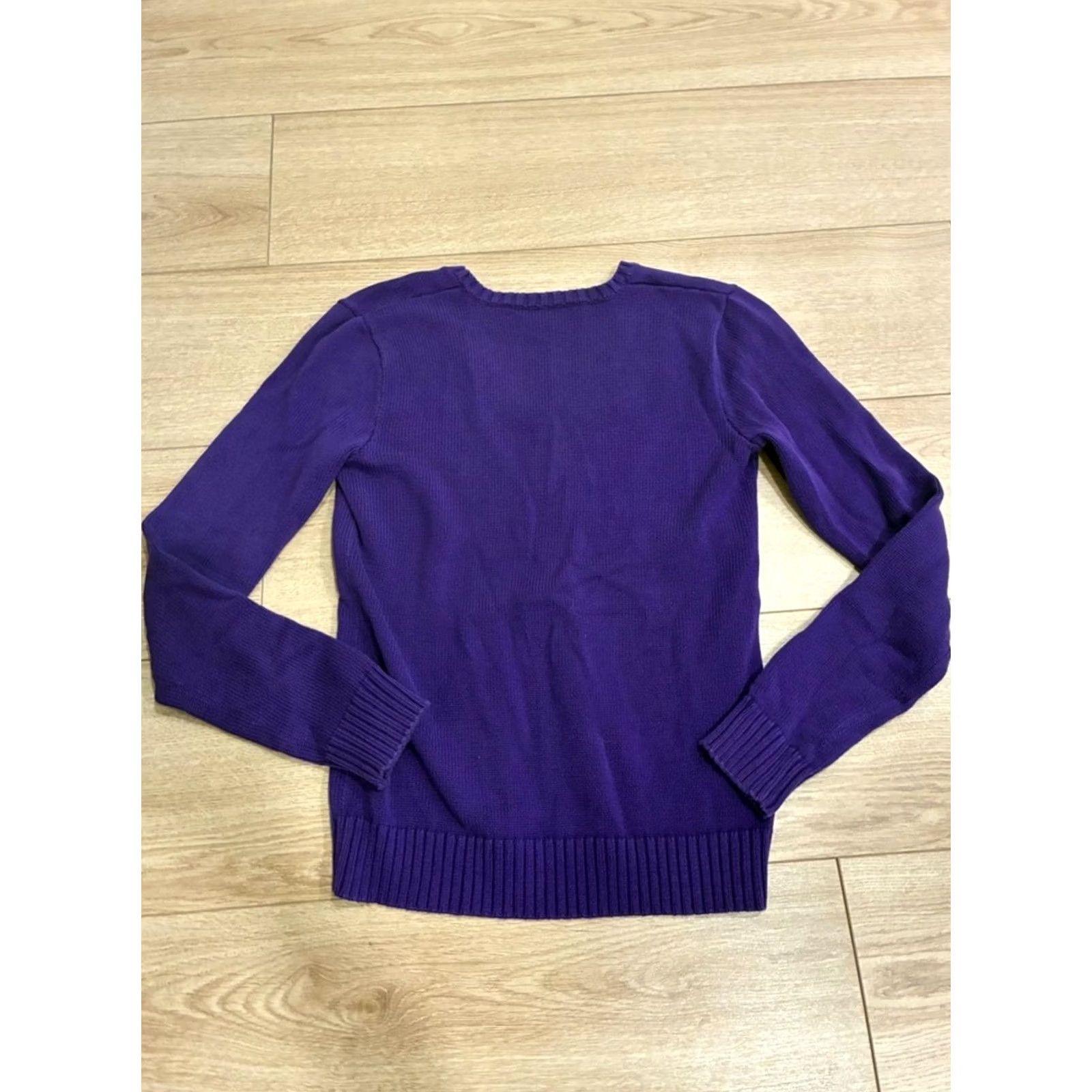 Ralph Lauren VINTAGE Ralph Lauren Sport Women’s V-neck Flesh Pony Sweater Cotton Size M Purple Women Pullover M Size M / US 6-8 / IT 42-44 - 6 Thumbnail