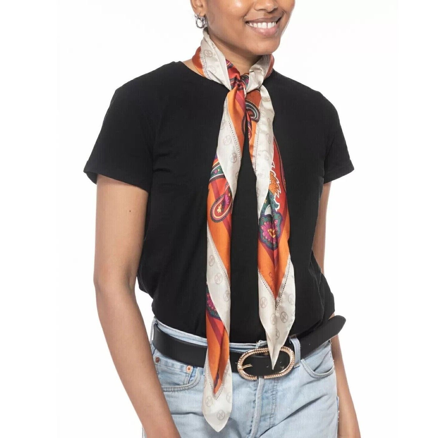 Giani Bernini Giani Bernini Logo Paisley Border Printed Scarf, Neutral-mul Size ONE SIZE - 2 Thumbnail