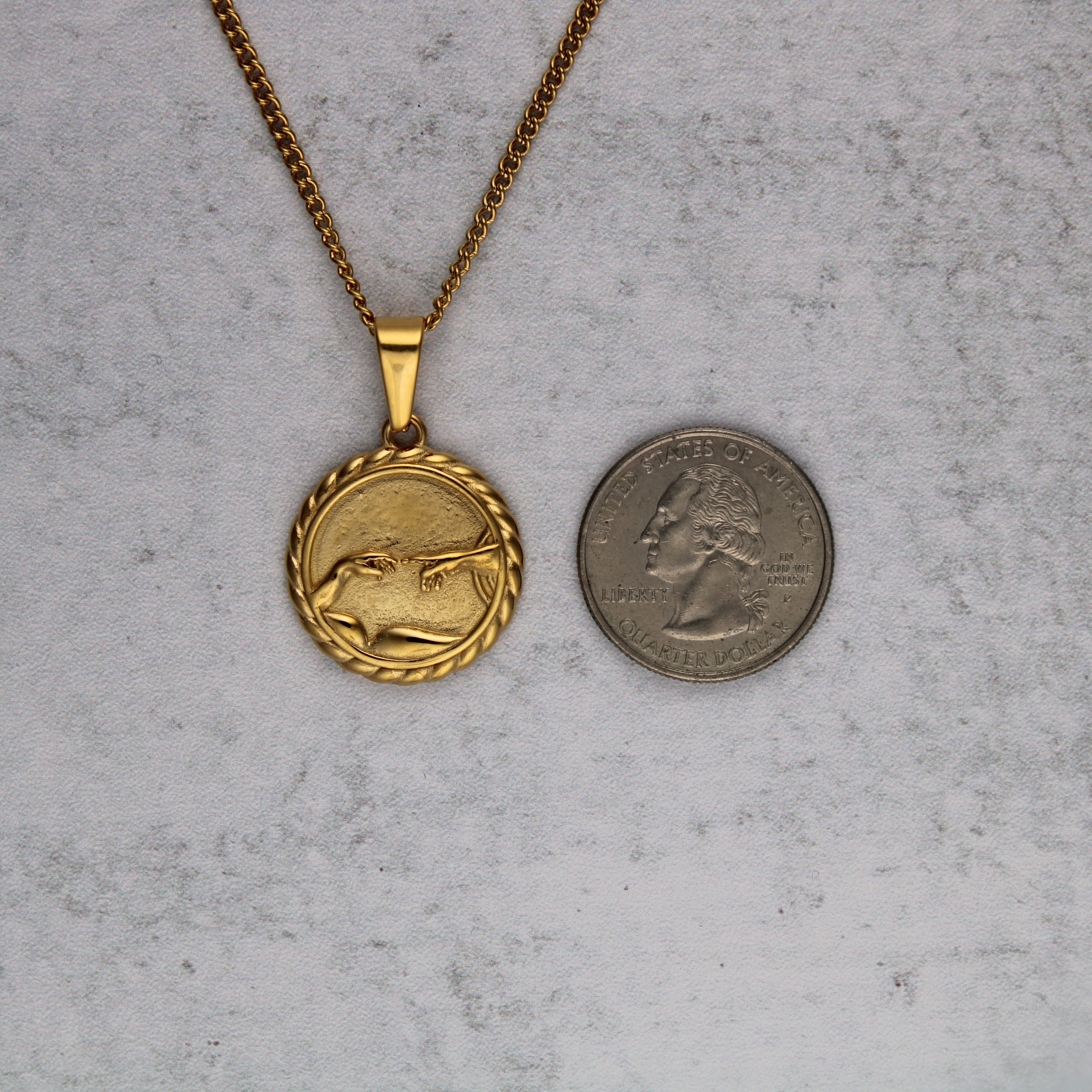 Jewelry Gold Creation of Adam Pendant Chain Necklace Size ONE SIZE - 5 Thumbnail