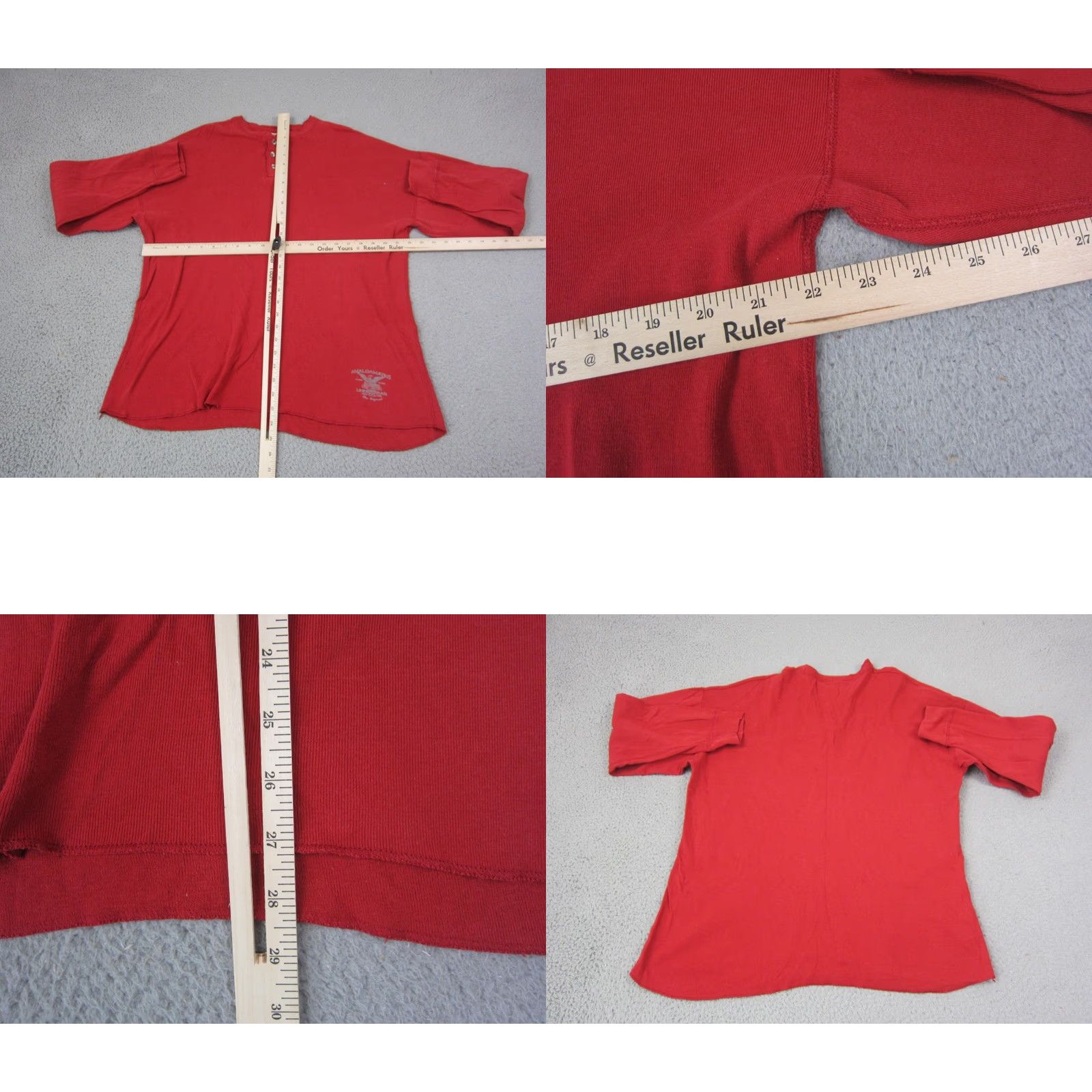 Vintage Amalgamated Shirt Mens Large Red Henley Cotton Long Sleeve Made in USA Classic 90s Vintage Regular Size US L / EU 52-54 / 3 - 8 Thumbnail