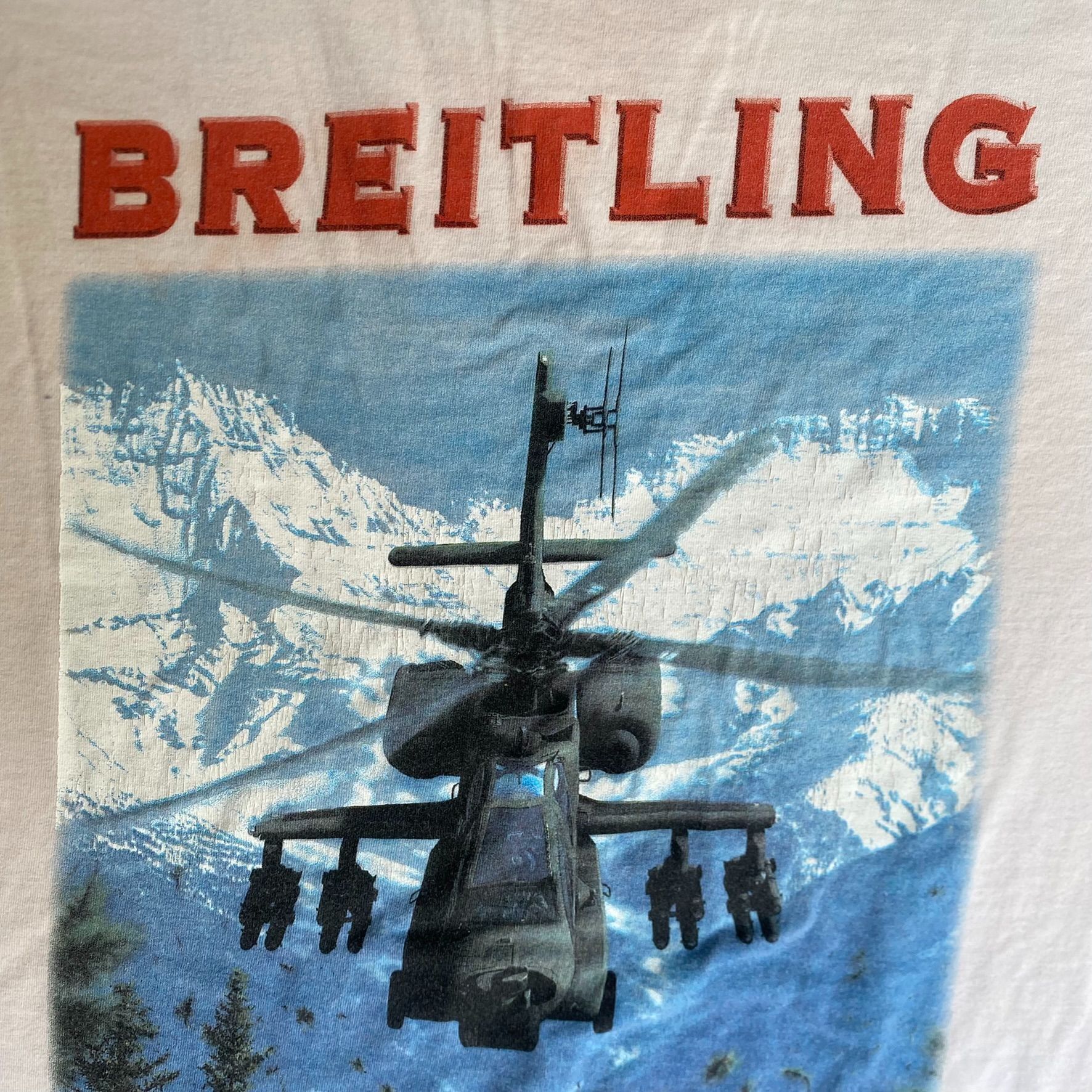 Breitling Vintage 90s Breitling Helicopter Shirt Military Aviation Tee Size US XL / EU 56 / 4 - 4 Thumbnail