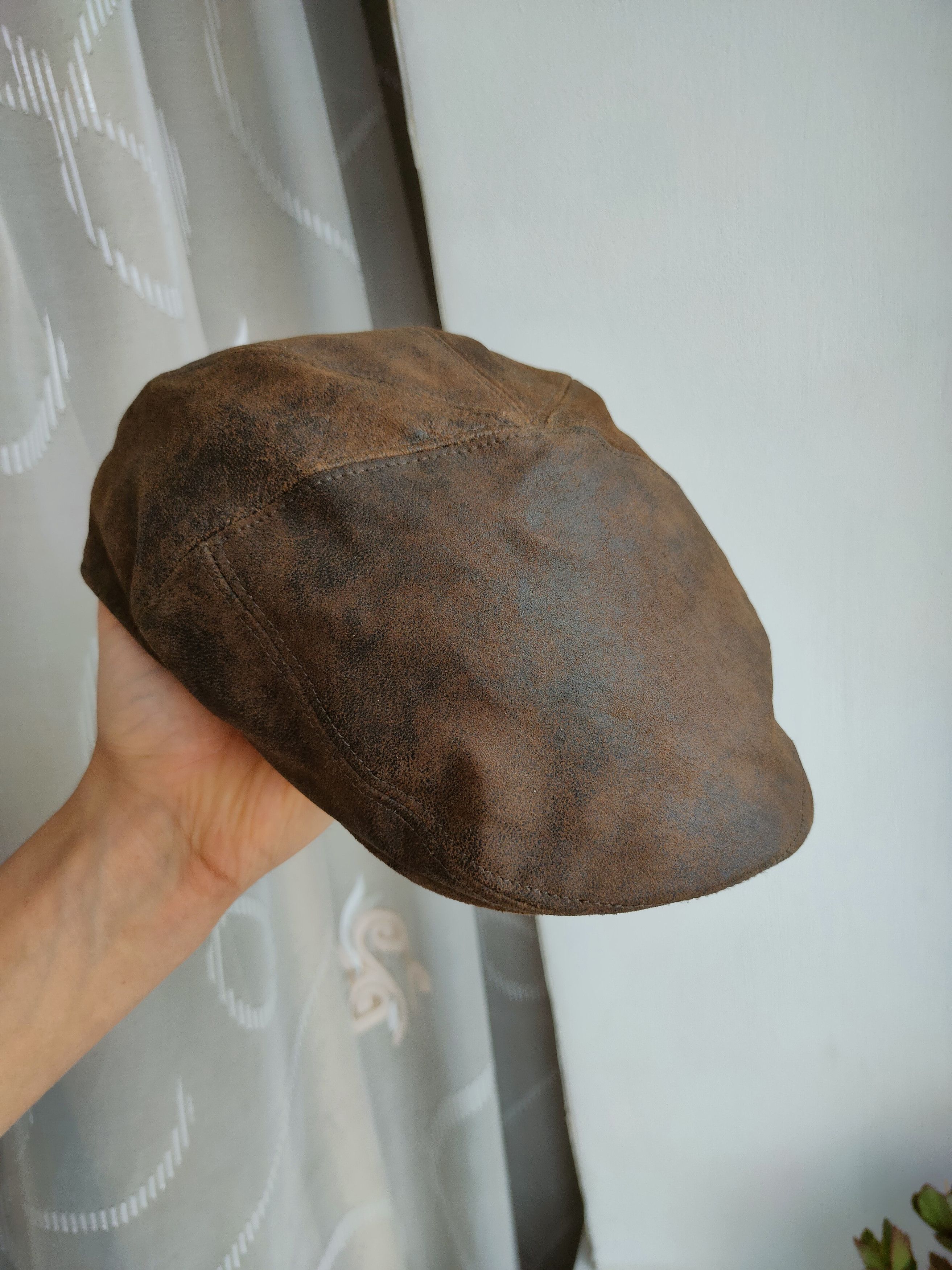 Genuine Leather Eureka Stokade vintage leather cap hat cartouche flat cap Size ONE SIZE - 10 Thumbnail