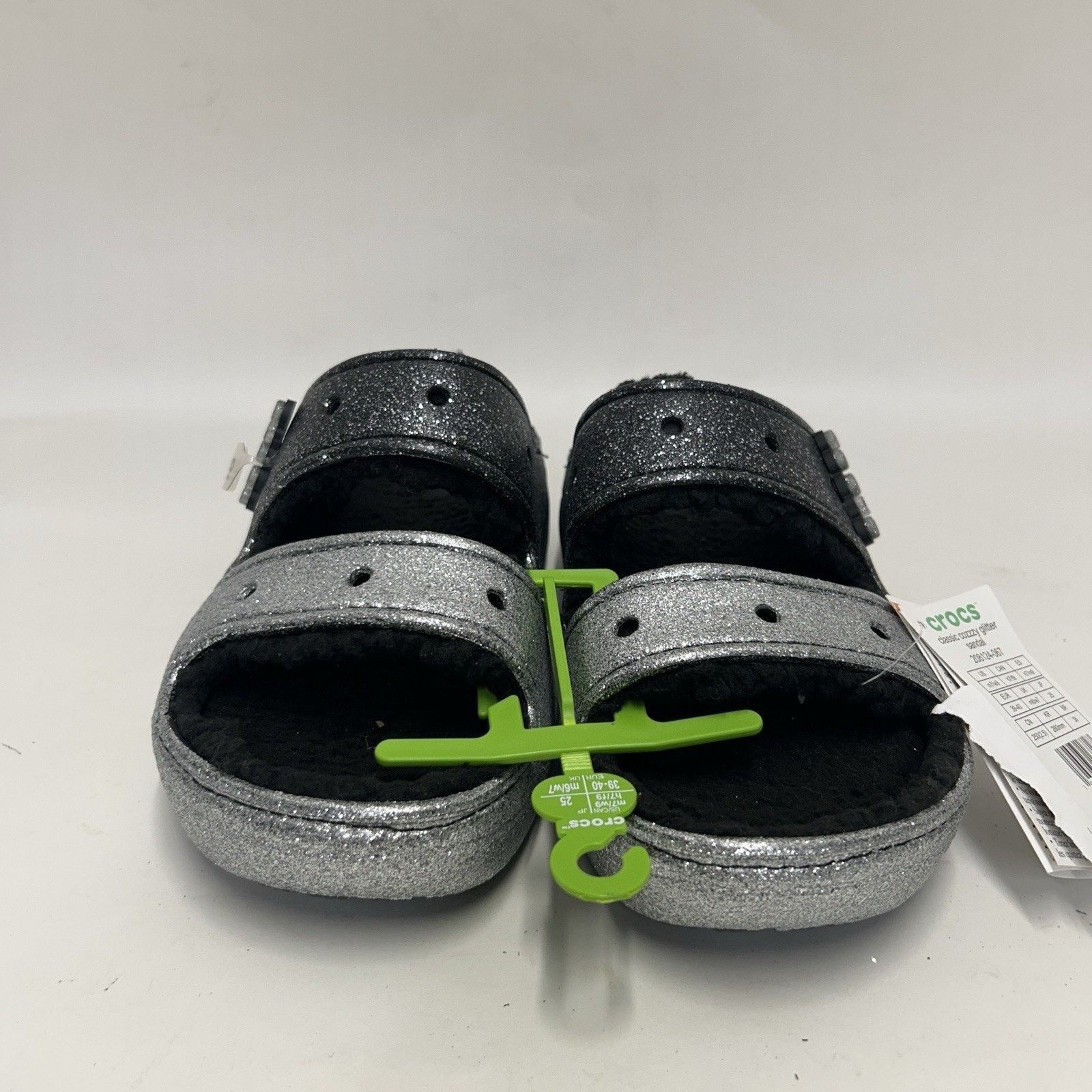 Crocs Crocs Classic Cozzzy Glitter Sandal “Black Silver” Size US 9 / IT 39 - 2 Thumbnail