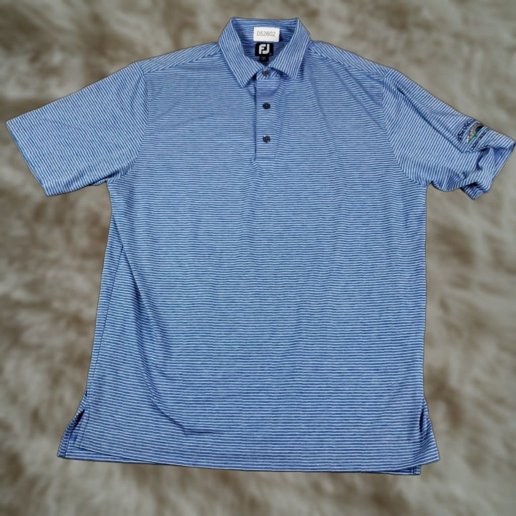 Footjoy FJ Polo Shirt Mens Large Blue Striped Short Sleeve Collared polo shirt Men Size US L / EU 52-54 / 3 - 1 Thumbnail