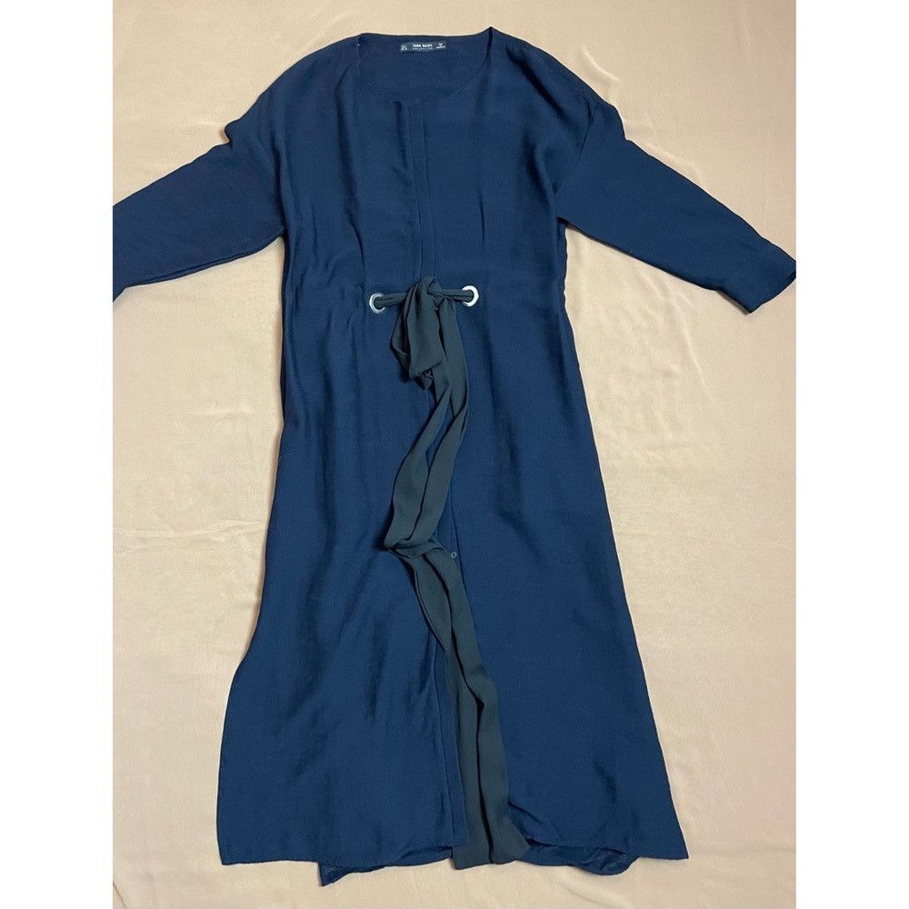 Zara Zara Blue Shirt Dress With Black Tie Belt Size L Size L / US 10 / IT 46 - 5 Thumbnail