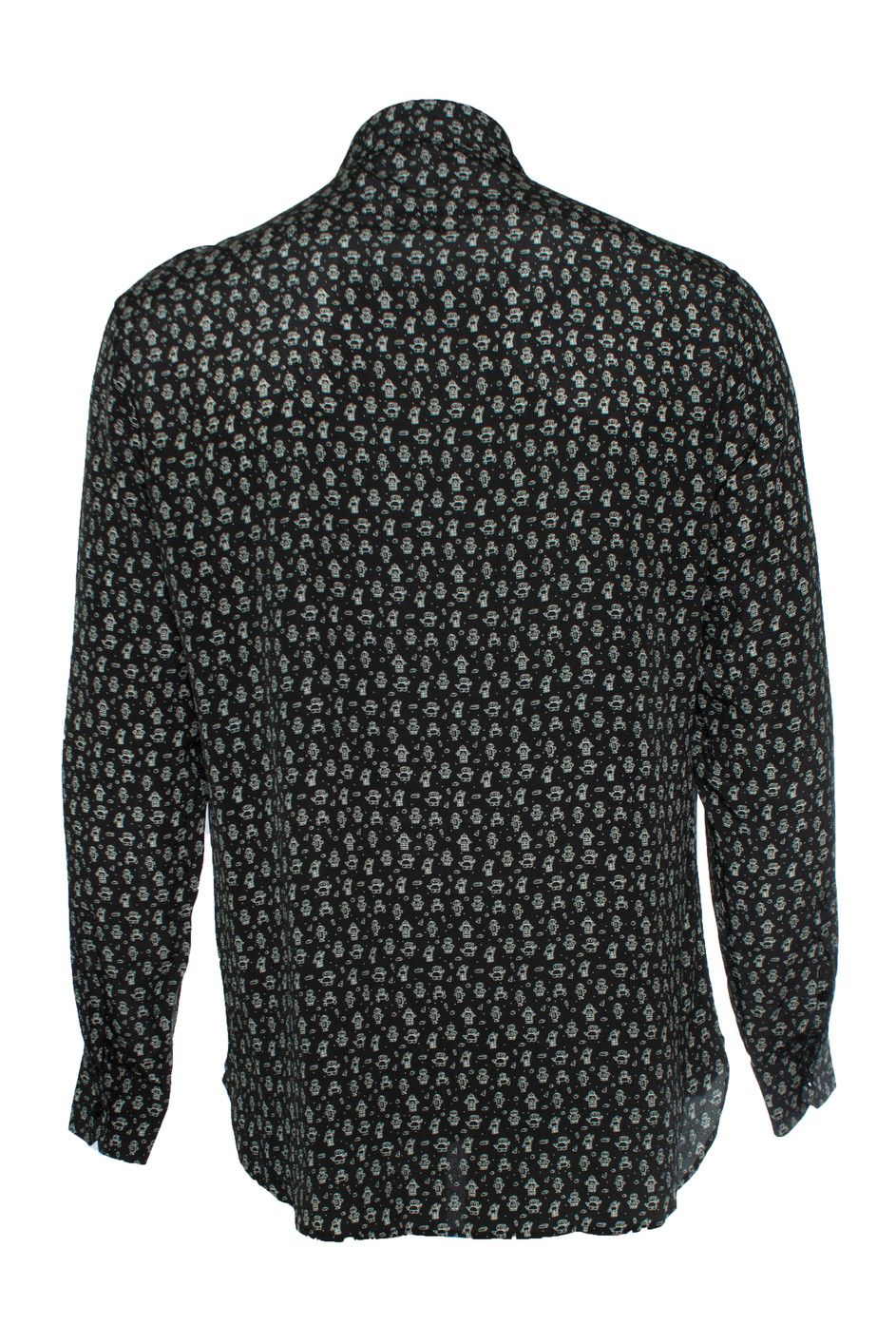 Saint Laurent Paris Saint Laurent, Black silk robot print shirt Size US M / EU 48-50 / 2 - 2 Thumbnail
