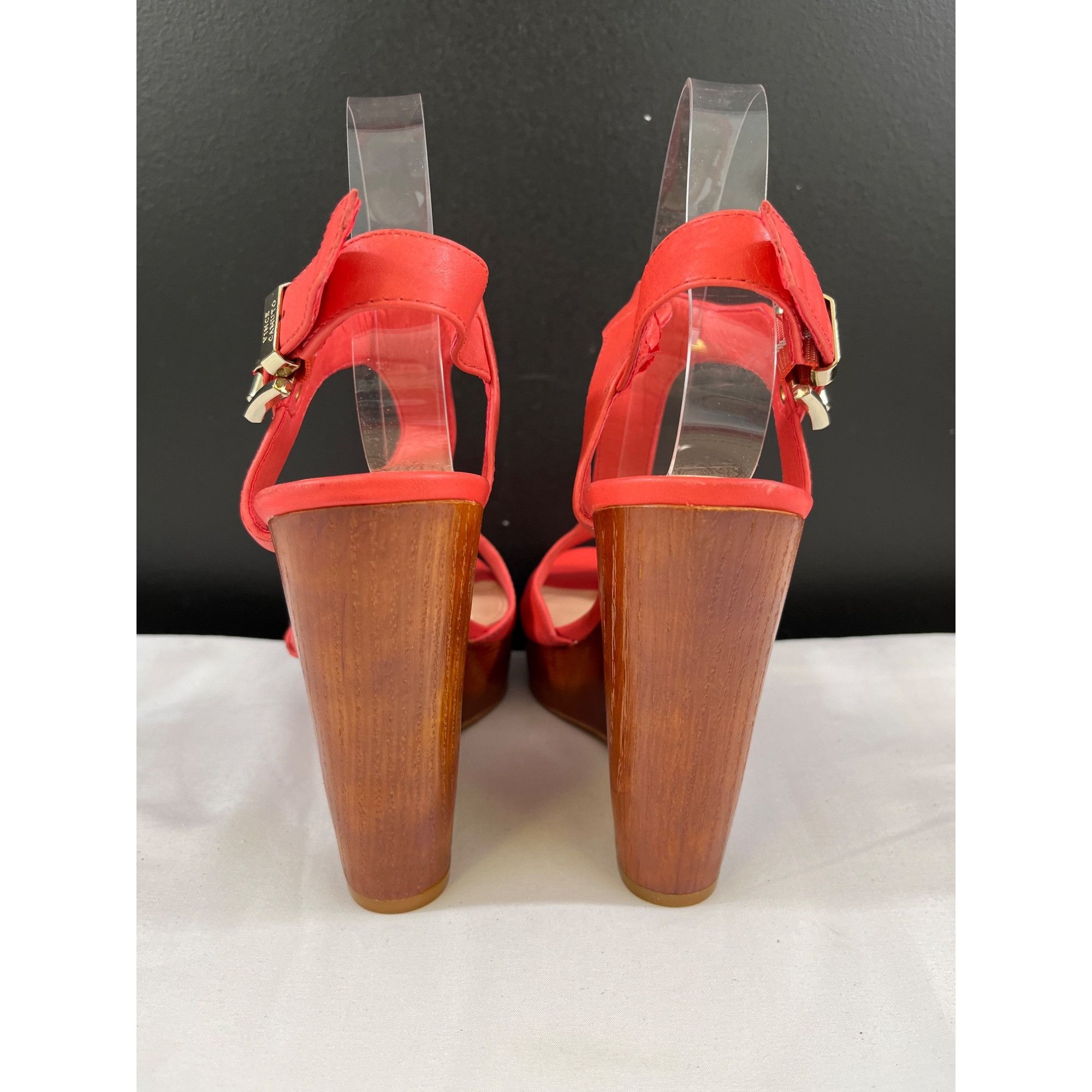 Vince Camuto Vince Camuto Mathis Women's Dark Pink Leather Wedge Heels 8M Size US 8 / IT 38 - 4 Thumbnail
