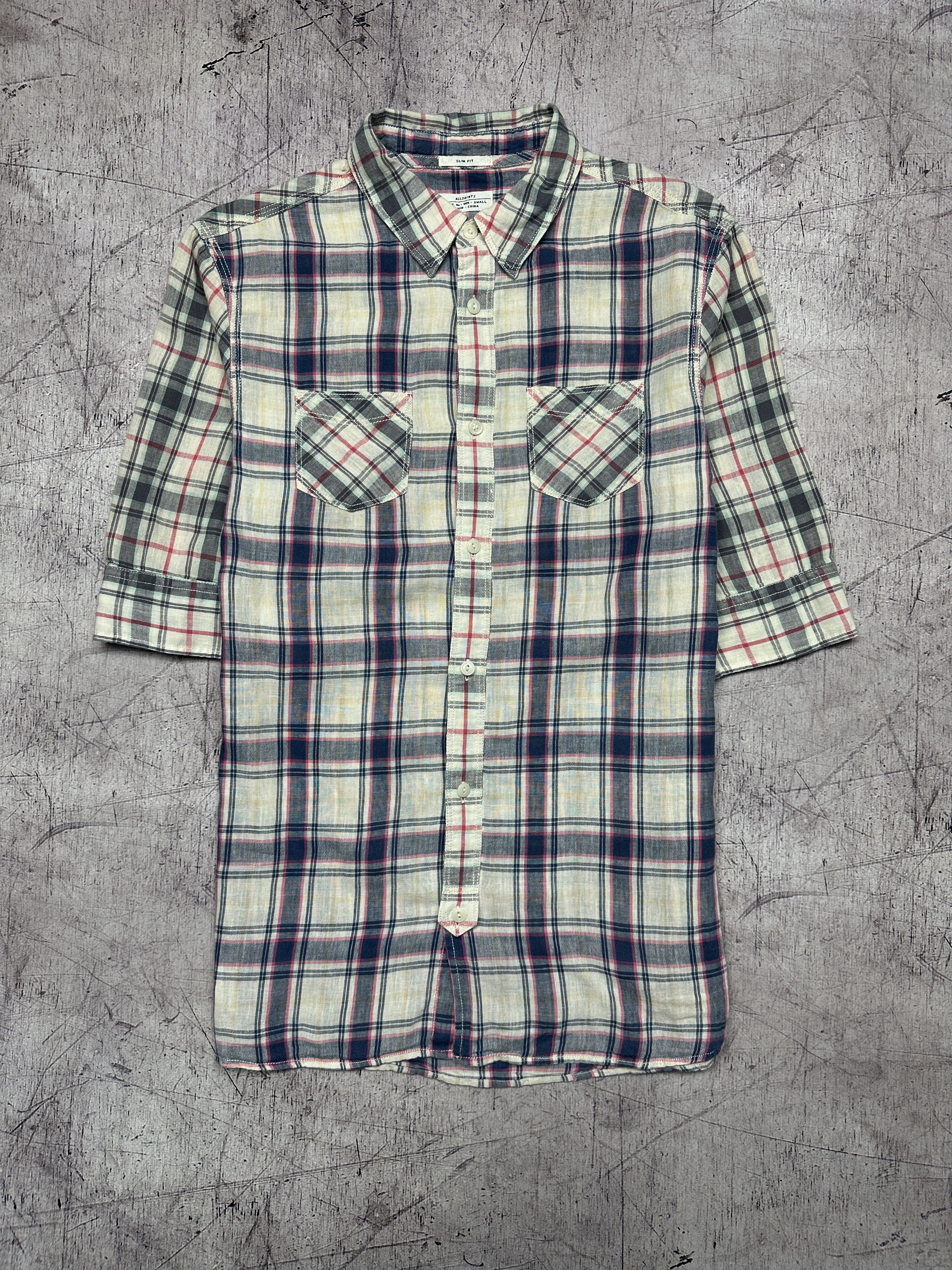 Allsaints Allsaints Gridlock Mens Cotton-Linen Short Sleeve Shirt Size US S / EU 44-46 / 1 - 1 Thumbnail