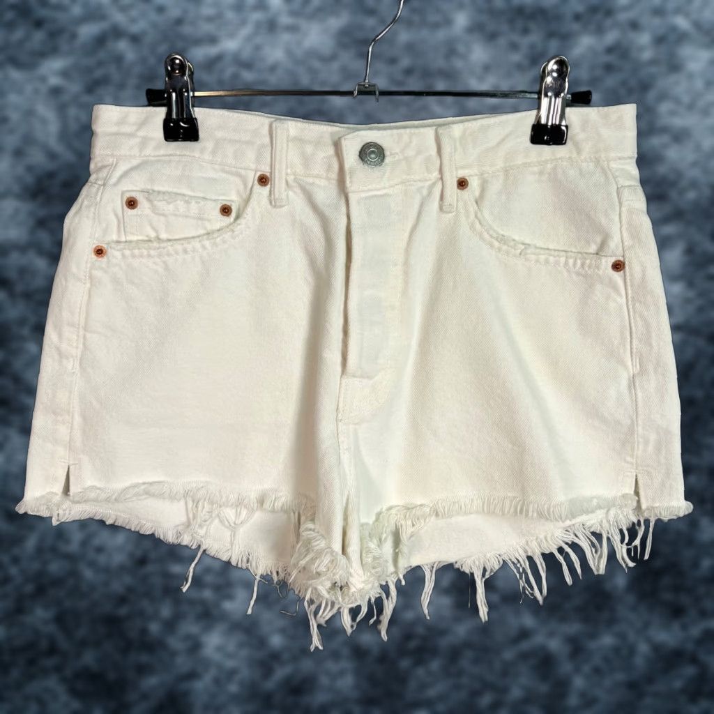 GRLFRND VINTAGE GRLFRND The Cindy High Waist Denim Shorts Women 26 White Cut-Off 100% Cotton Womens Size 26" / US 2 / IT 38 - 1 Thumbnail