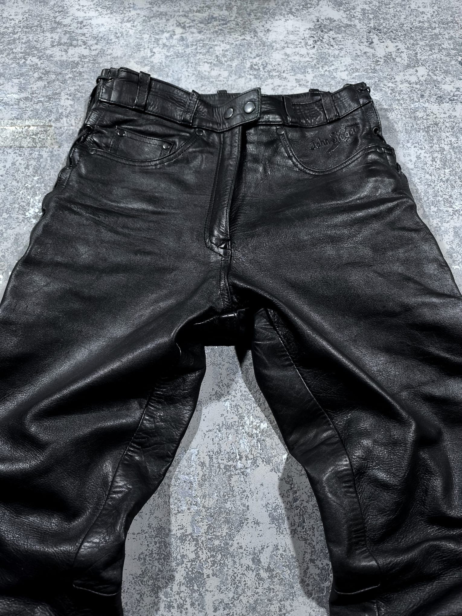 Leather kmrii moto type string leather pants vtg opium rockstar Size 29" - 5 Thumbnail