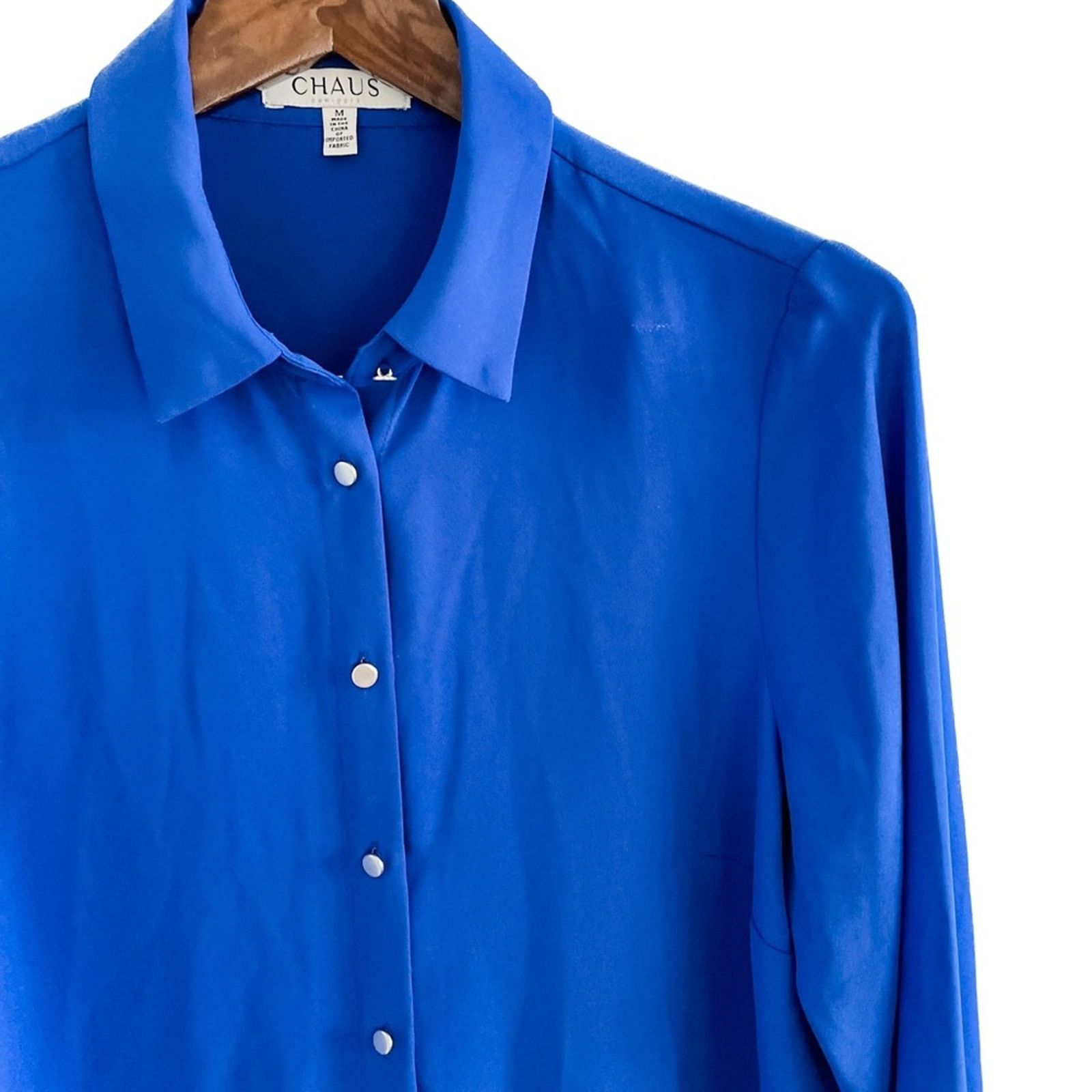 Vintage Vintage Chaus semi sheer royal blue metal button blouse M Size M / US 6-8 / IT 42-44 - 2 Thumbnail
