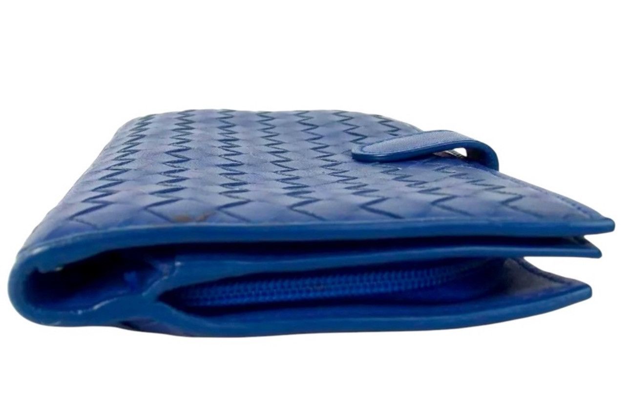 Bottega Veneta Bottega Veneta Intrecciato Leather Wallet Blue Handmade Size ONE SIZE - 4 Thumbnail