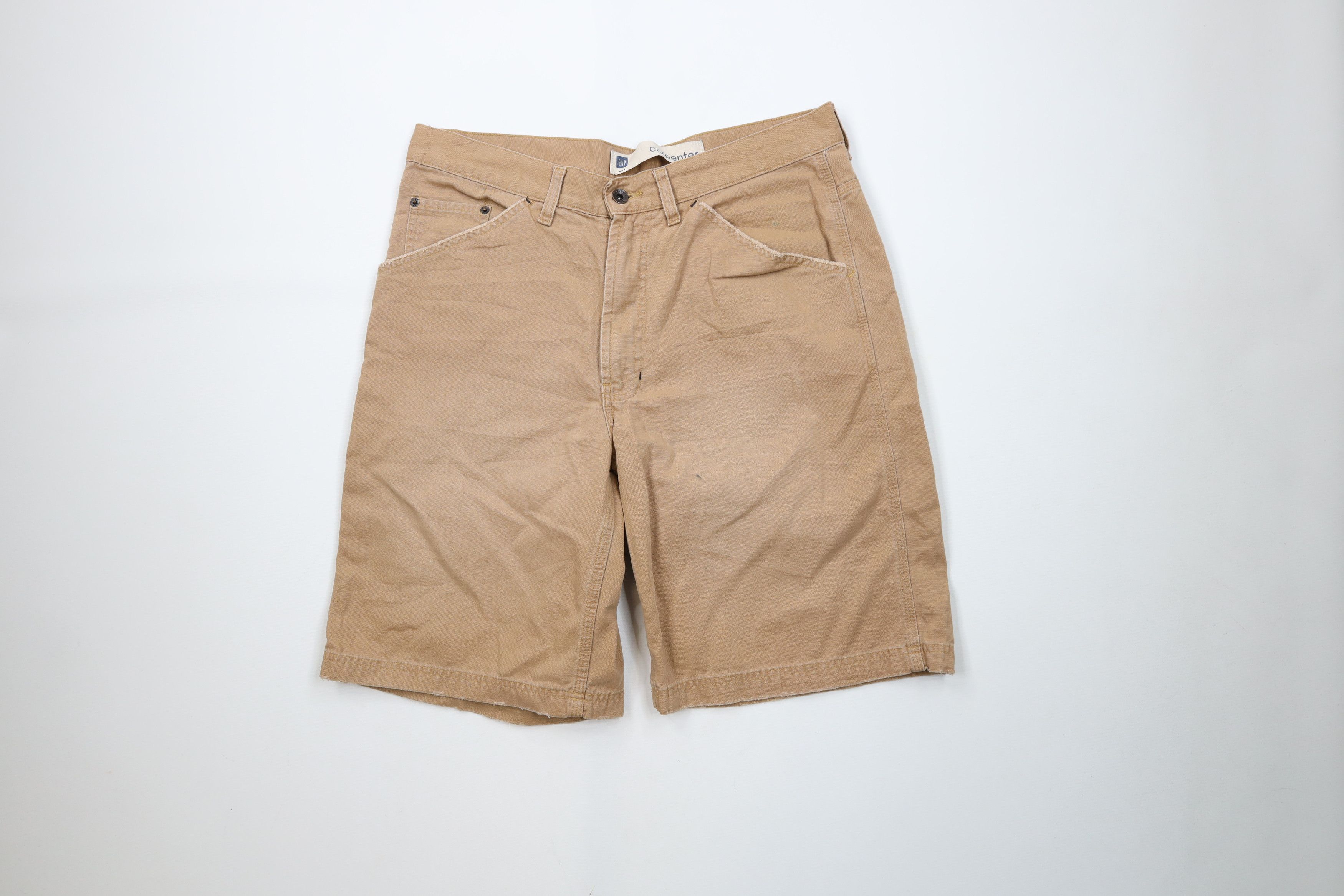 Gap × Vintage Vintage 90s Y2K Gap Carpenter Canvas Shorts Brown Cotton Size US 34 / EU 50 - 1 Thumbnail