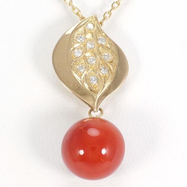 Other Other K18 Yellow Gold Coral Necklace Metal Necklace in Excellent Condition Size ONE SIZE - 1 Thumbnail
