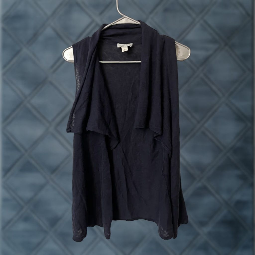 Ann Taylor VINTAGE Loft Cardigan Womens XS Navy Blue Sleeveless Open Cardigan Size XS / US 0-2 / IT 36-38 - 1 Thumbnail