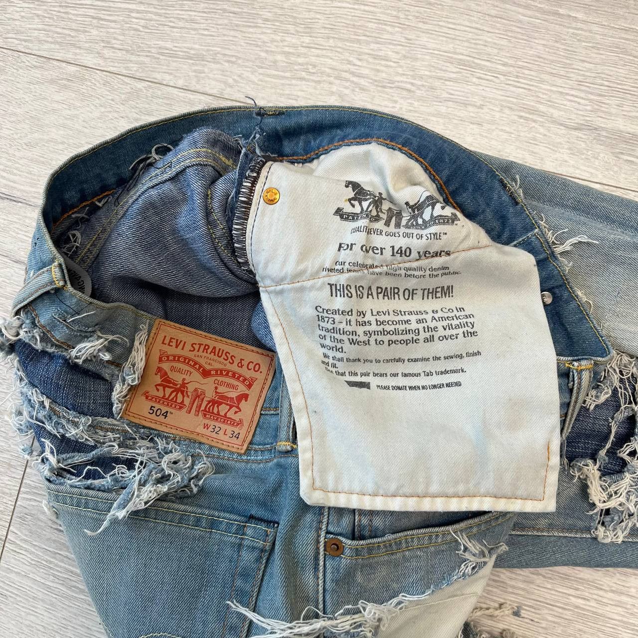 Levi's 🔥CRAZY LEVI’S 504 DISTRESSED HANDMADE DENIM COMING4VEGEANCE Size US 32 / EU 48 - 6 Thumbnail