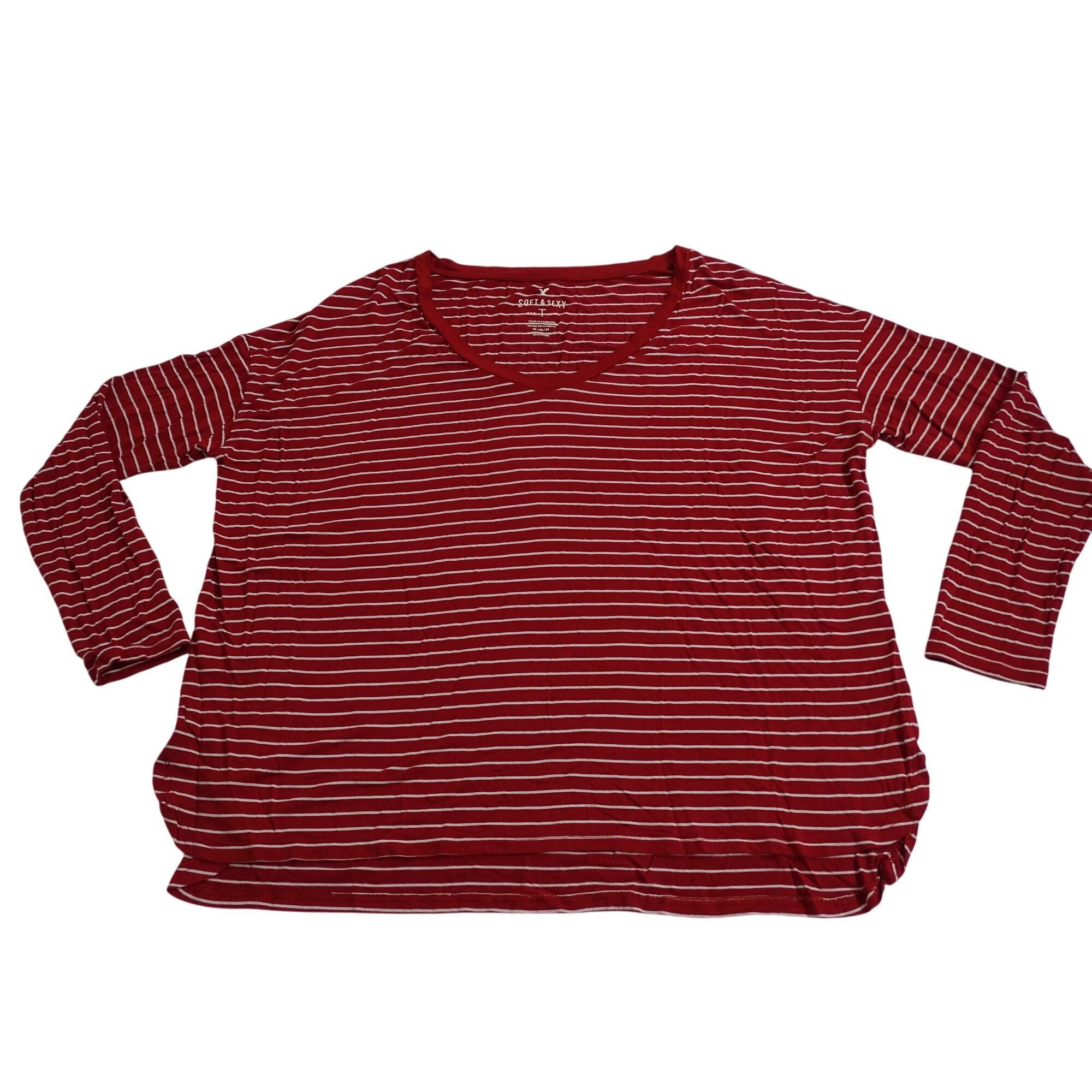 American Eagle Outfitters American Eagle Soft and Sexy V-Neck Stripe Size M Size M / US 6-8 / IT 42-44 - 1 Thumbnail