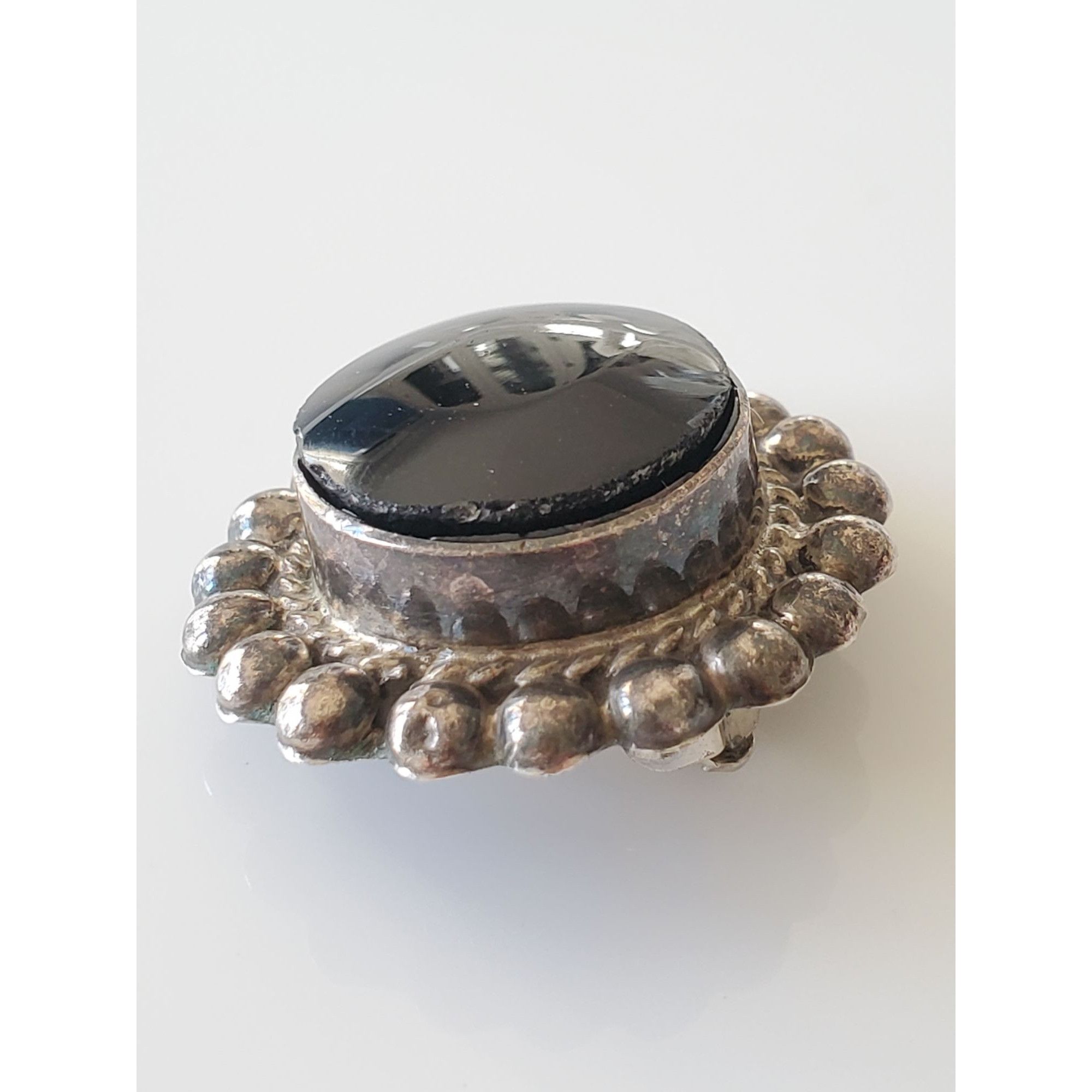 Vintage Vintage Large Sterling Silver Mexico Onyx Clip On Earrings P Size ONE SIZE - 9 Thumbnail