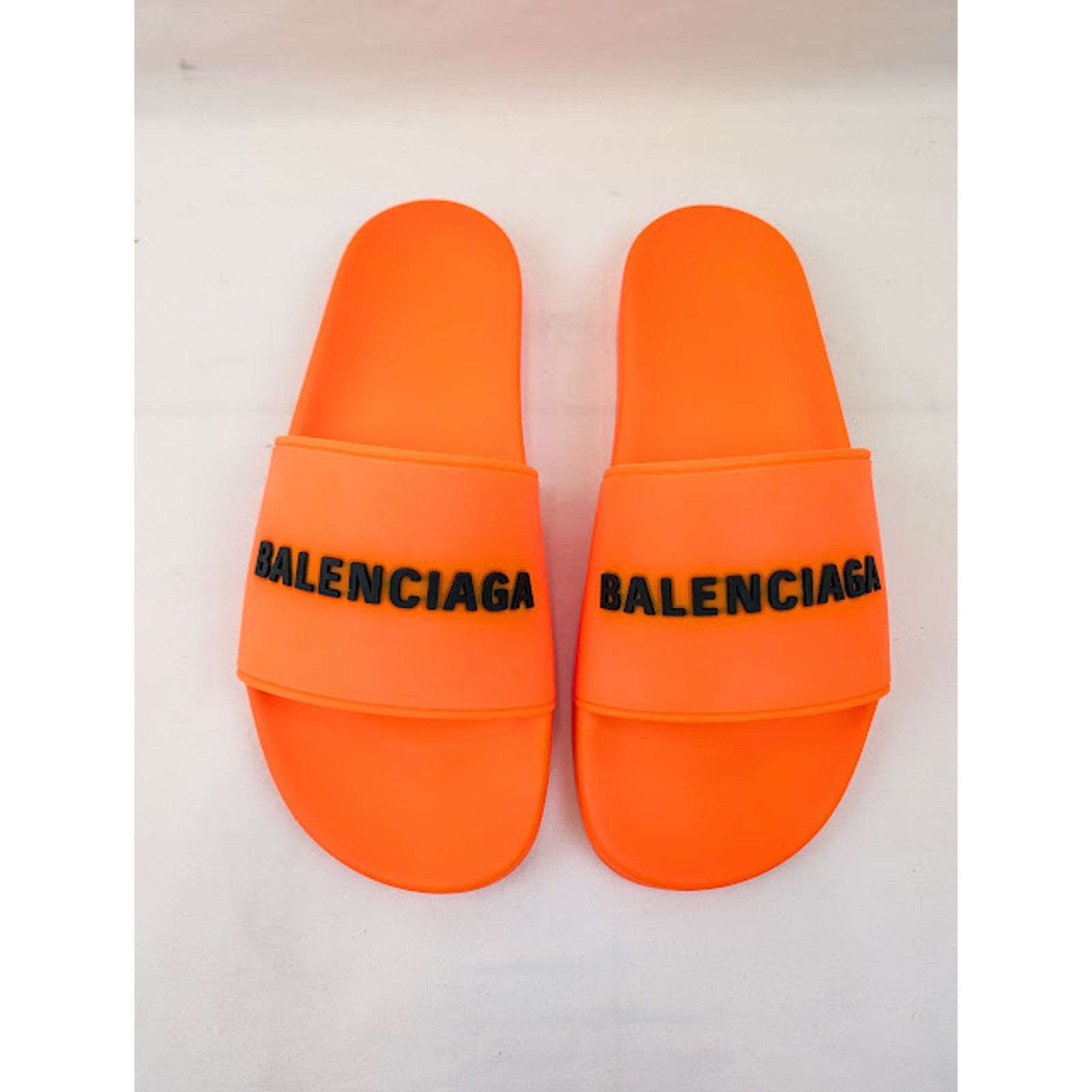 Balenciaga o1rshd1 Q:2 / Smooth Rubber Pool Logo Slide in Orange/Black Size US 11 / EU 44 - 15 Thumbnail