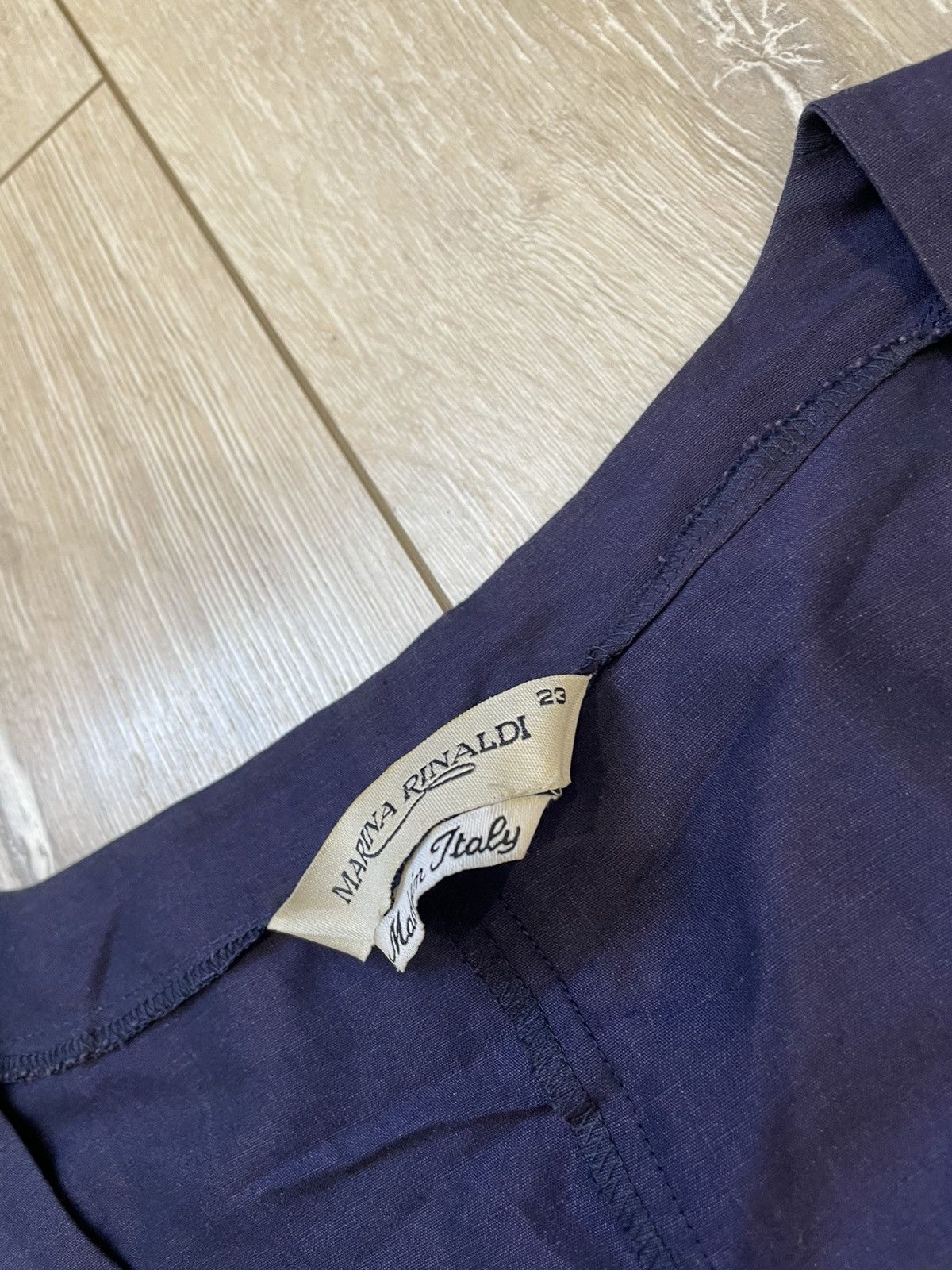 Marina Rinaldi Marina Rinaldi Women's Navy Long Linen Dress Size L / US 10 / IT 46 - 4 Thumbnail
