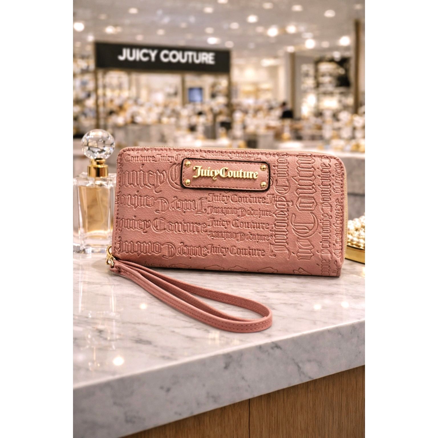 Juicy Couture Juicy Couture Deboss Word Play Zip Around Wallet Dusty Blush Size ONE SIZE - 1 Thumbnail