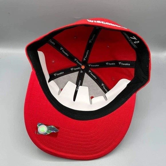 Other Wisconsin Badgers Hat Men 7 3/8 Embroidered Fanatics Fitted Size ONE SIZE - 2 Thumbnail