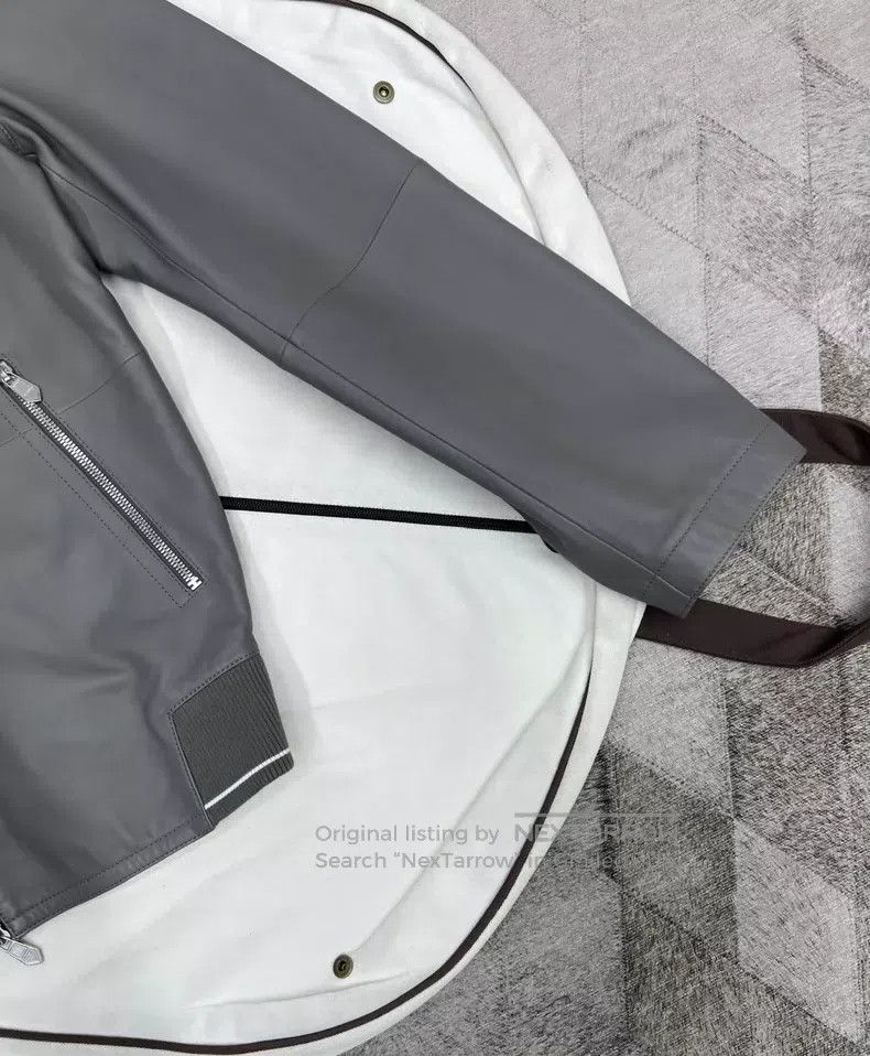 Hermes Hermes Elephant Grey Lamb Leather Baseball Jacket Size US S / EU 44-46 / 1 - 3 Thumbnail