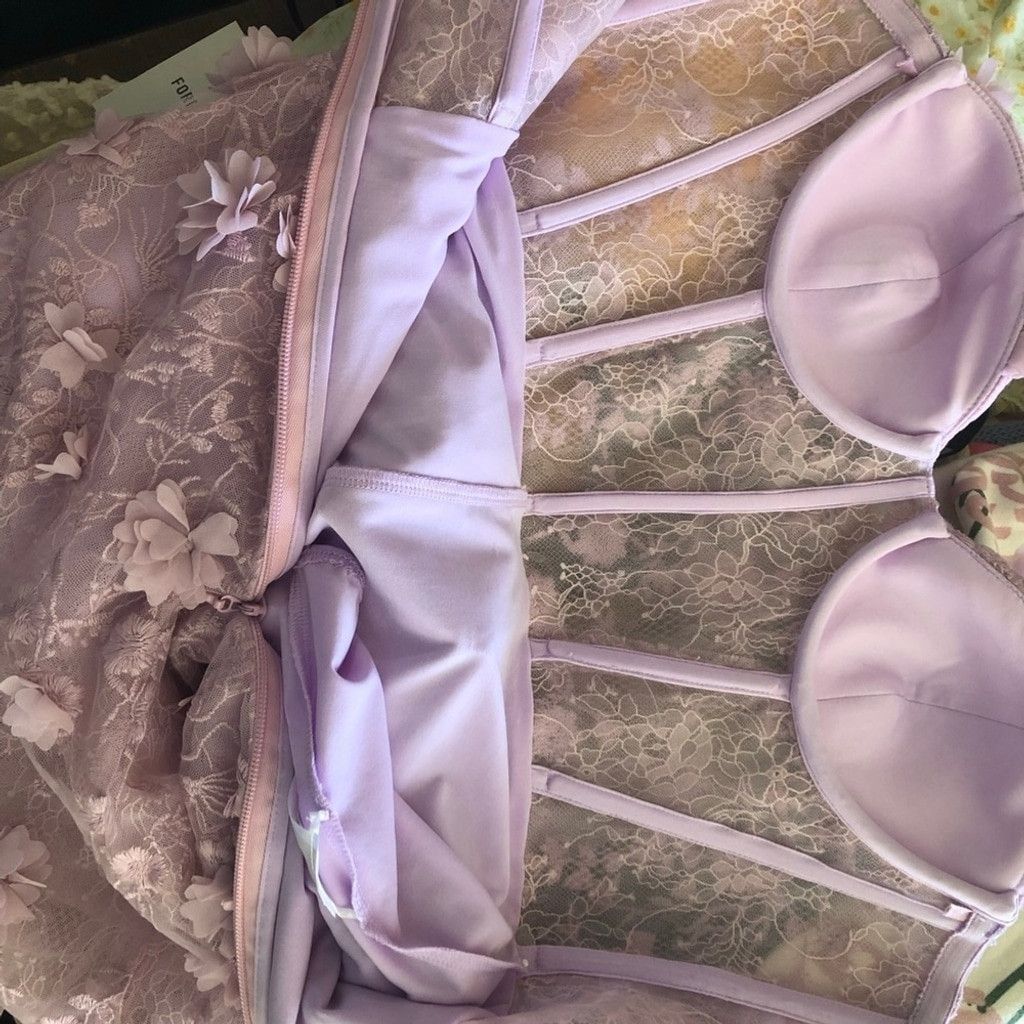 Bcbgmaxazria BCBG Max Azria Corset Gown 3D Floral Lace Sheer Pink Lilac 6 Size M / US 6-8 / IT 42-44 - 13 Thumbnail