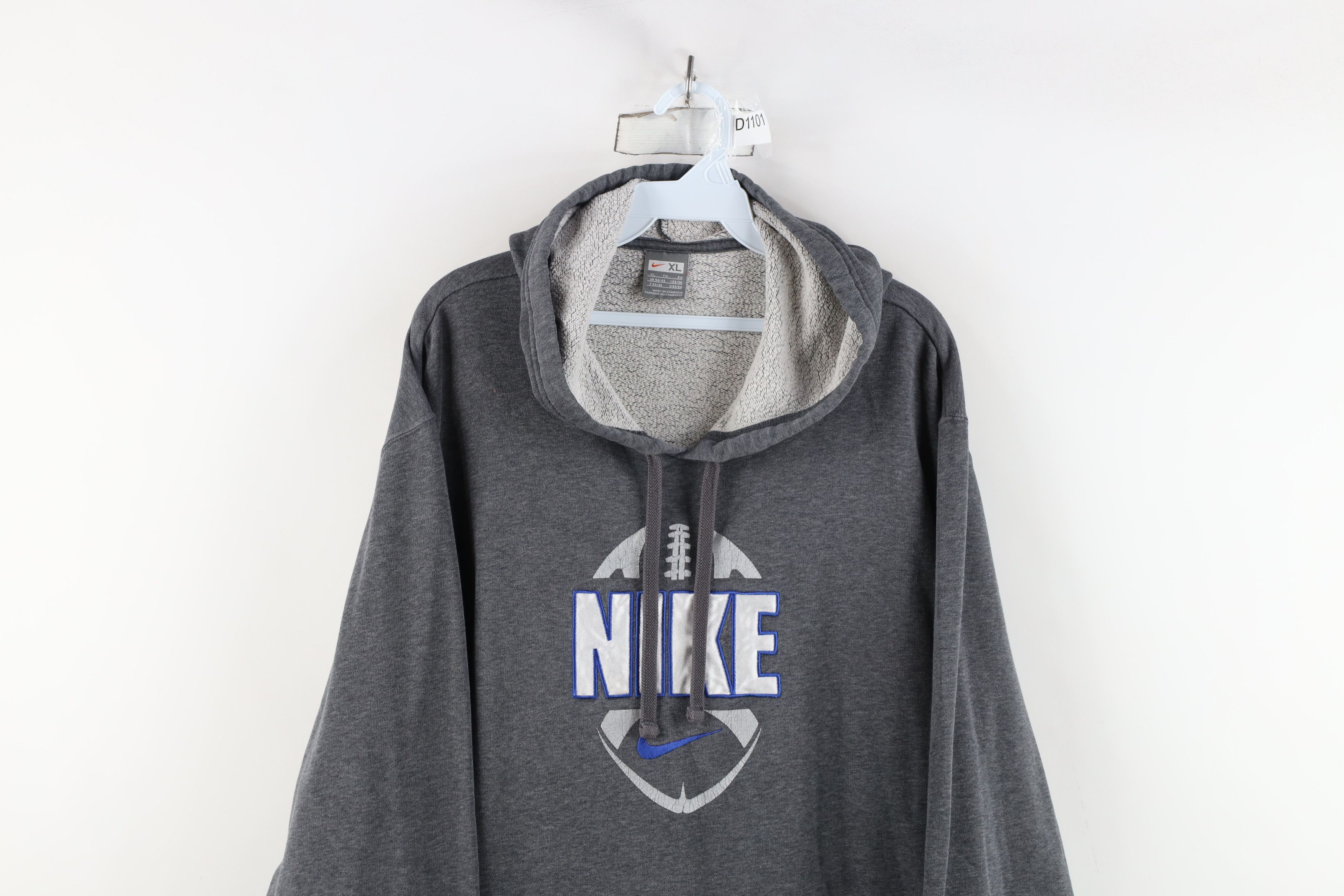 Nike × Vintage Vintage Nike Football Travis Scott Center Swoosh Hoodie Gray Size US XL / EU 56 / 4 - 2 Thumbnail