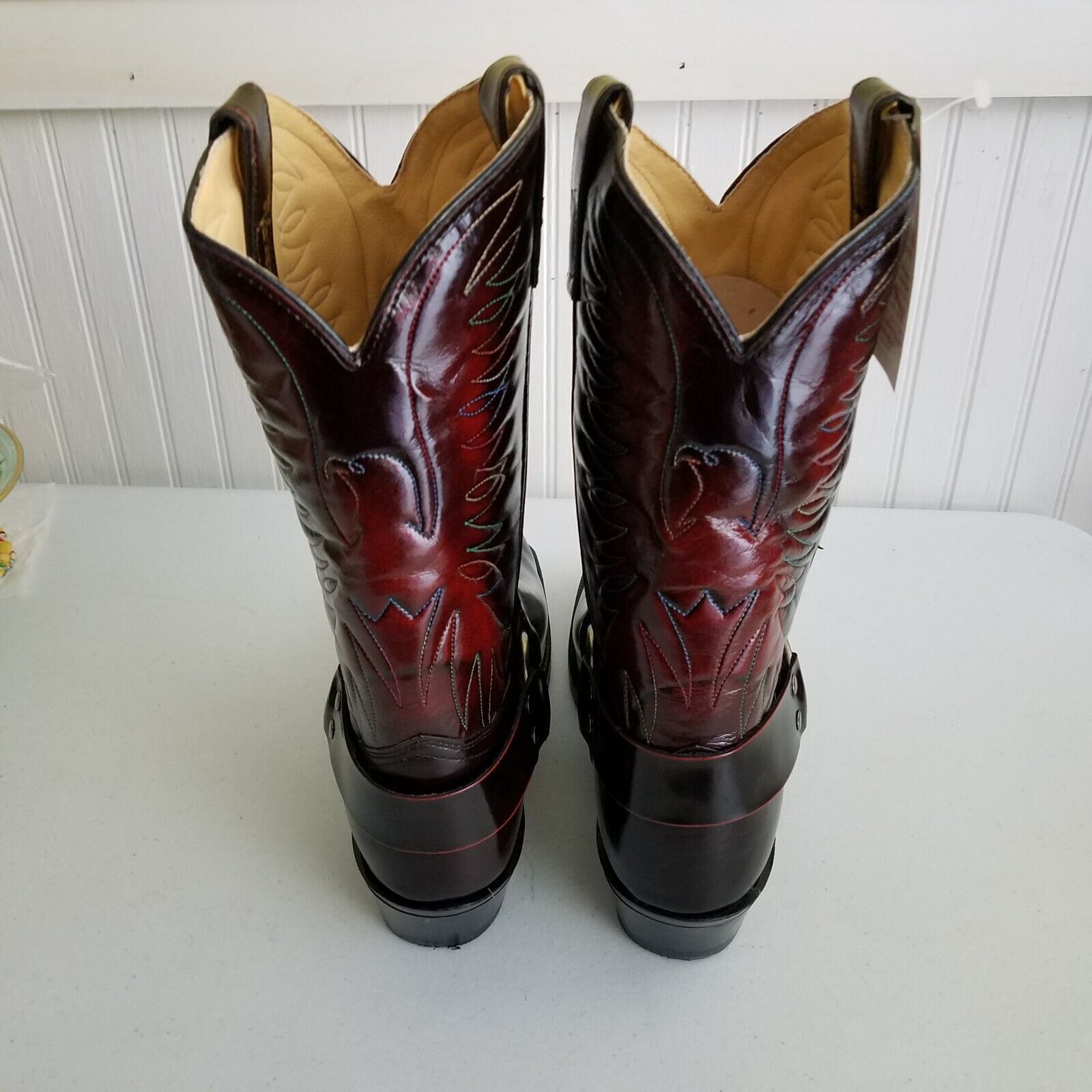 Vintage Sheplers Apple Eagle Embroidered Harness Cowboy Boots 10 EE Size US 10 / EU 43 - 6 Thumbnail