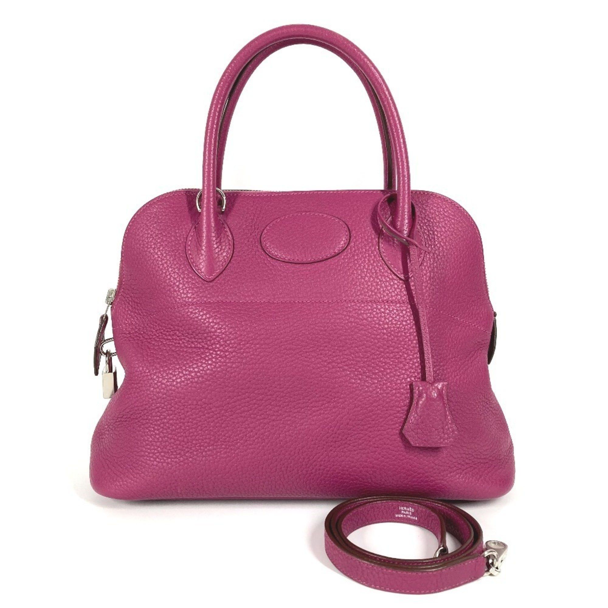 HERMES Bolide 31 2-Way Bag Shoulder Tote Handbag Taurillon Clemence Tosca Purple Women's