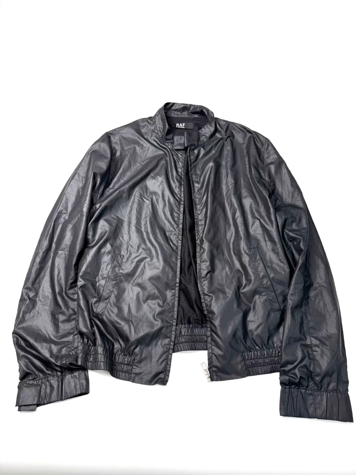 Raf Simons RAF SIMONS Black Waxed Leather Moto Jacket 50 Size US M / EU 48-50 / 2 - 1 Thumbnail