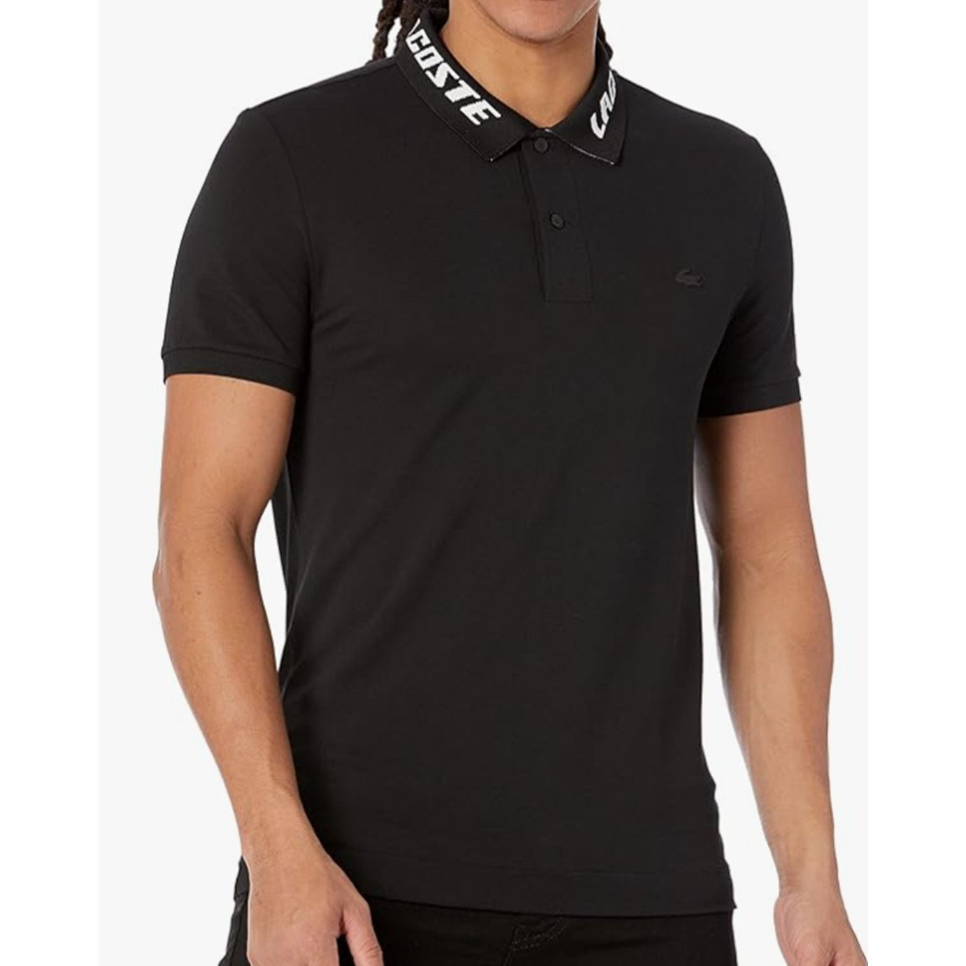 Lacoste Lacoste Men's Jacquard Collar Detail Polo Noir/Black 2XL Size US XXL / EU 58 / 5 - 1 Thumbnail