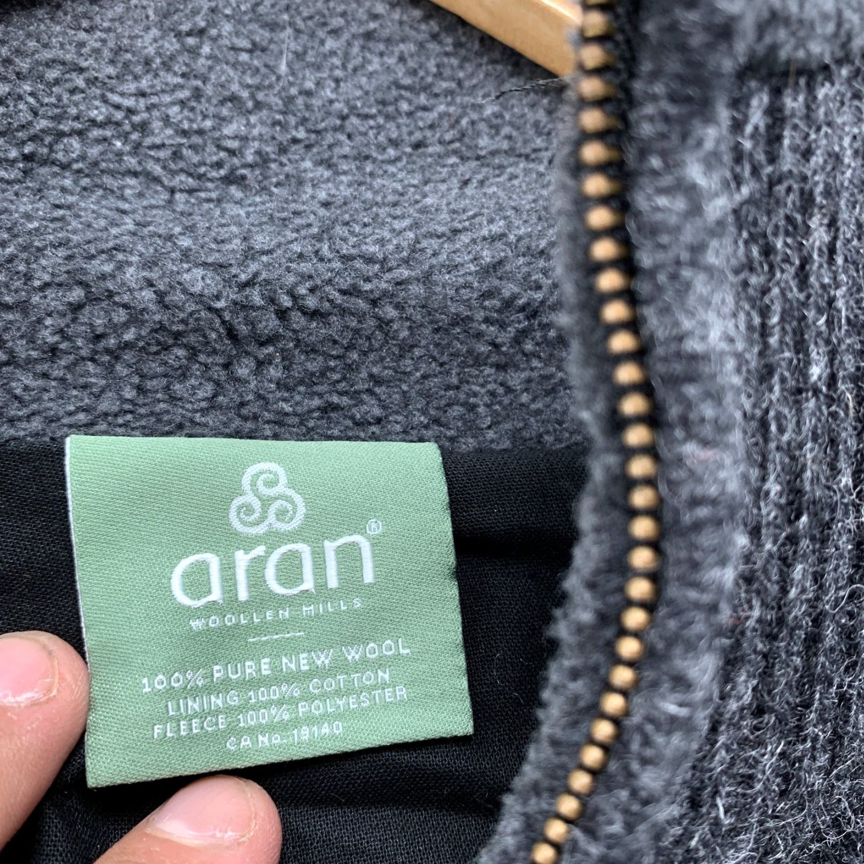 Vintage VINTAGE ARAN Sweater Wool Cardigan L Large Gray Aran Crafts Mens Wool Zip Jacket IRISH Fisherman Knit Crew Neck Cable Knit Winter Fall Spring Casual Size US L / EU 52-54 / 3 - 4 Thumbnail