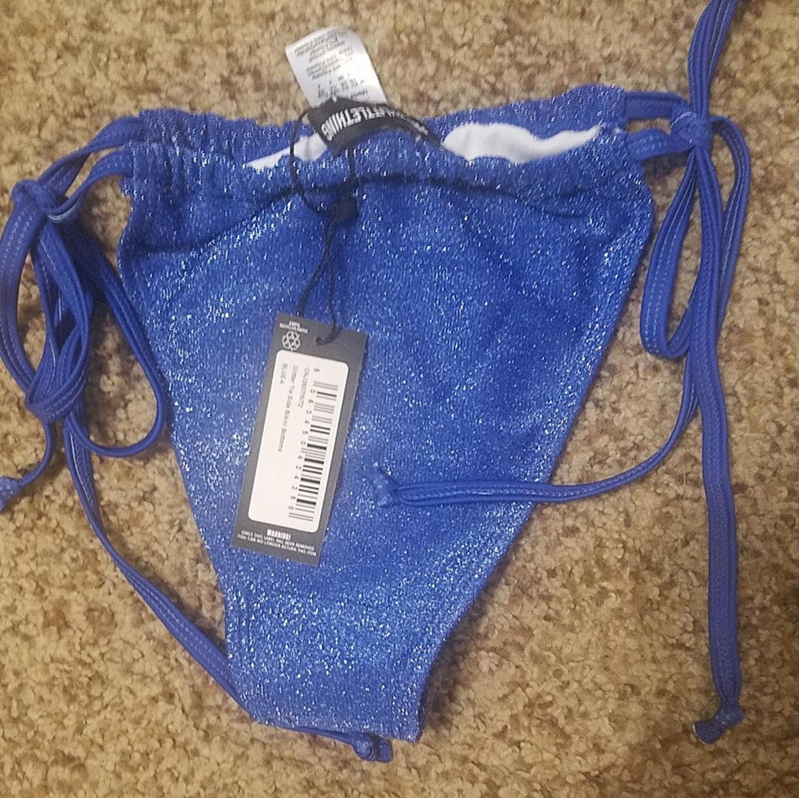 Designer PrettyLittleThing Glitter Bikini Bottom with Ties Size 0 Size ONE SIZE - 3 Thumbnail