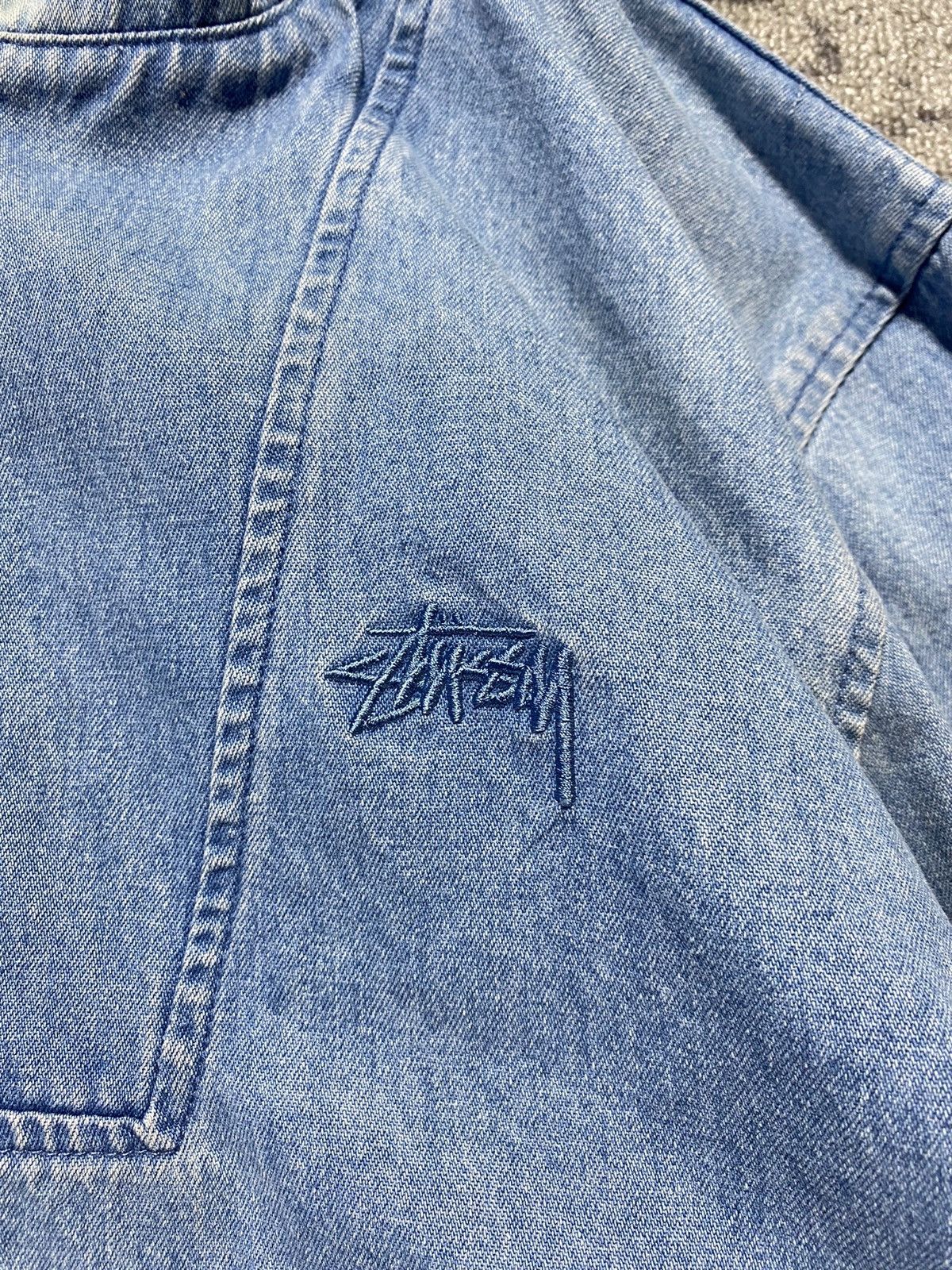 Stussy Rare denim jacket hoodie stussy embroid Size US L / EU 52-54 / 3 - 3 Thumbnail