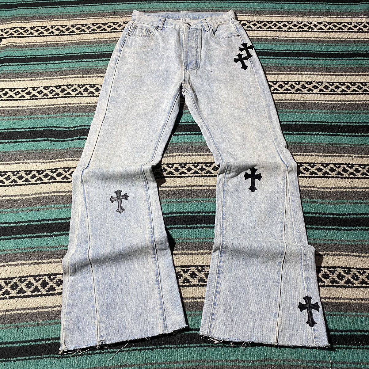 If Six Was Nine FREE TAX! Unknown Chrome Hearts Style Cross Parchwork Flared Size US 29 - 1 Thumbnail