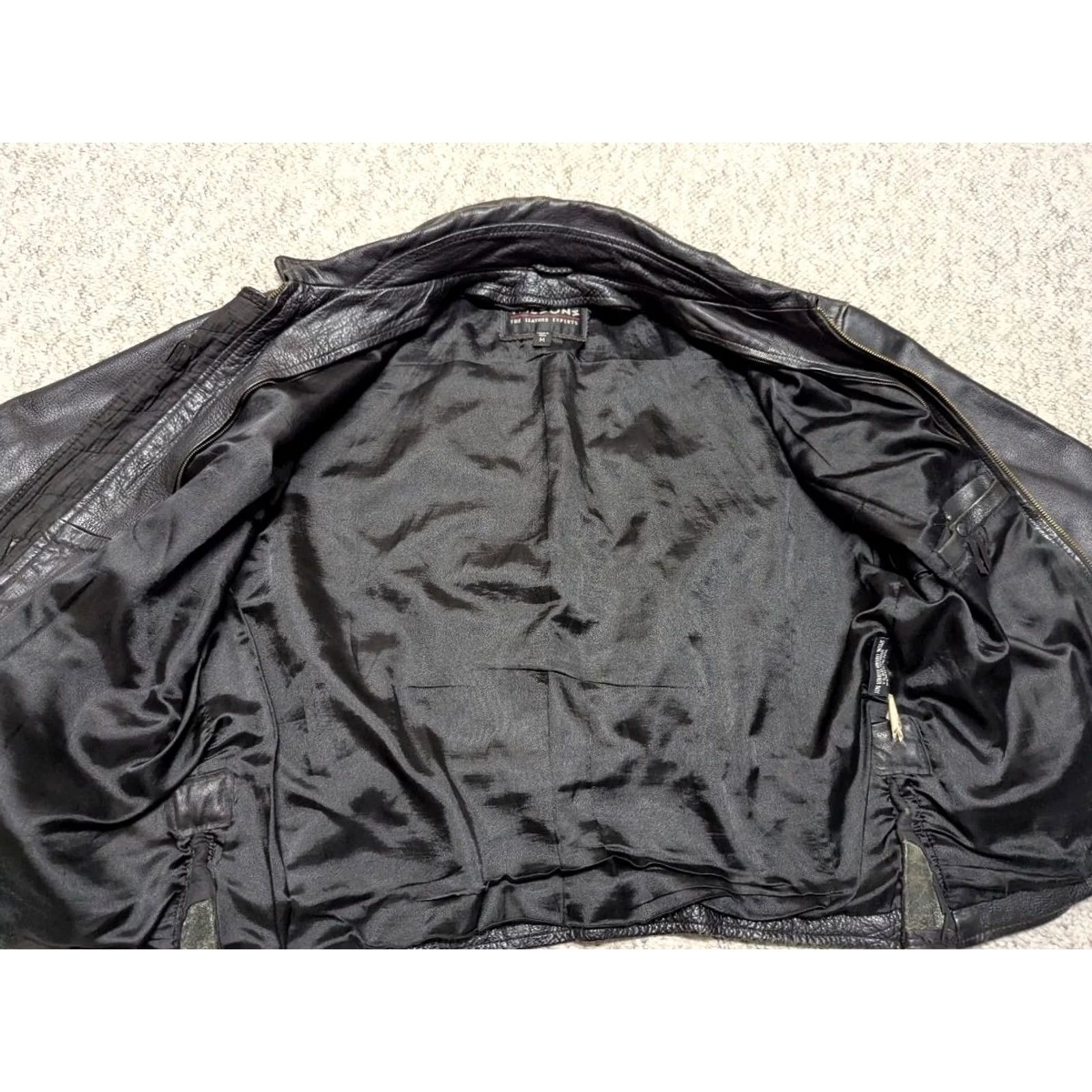 Vintage VINTAGE Wilsons Motorcycle Jacket - Leather, Black, M, Chest 42-44, Patina, 1990s, Mens Size US M / EU 48-50 / 2 - 4 Thumbnail