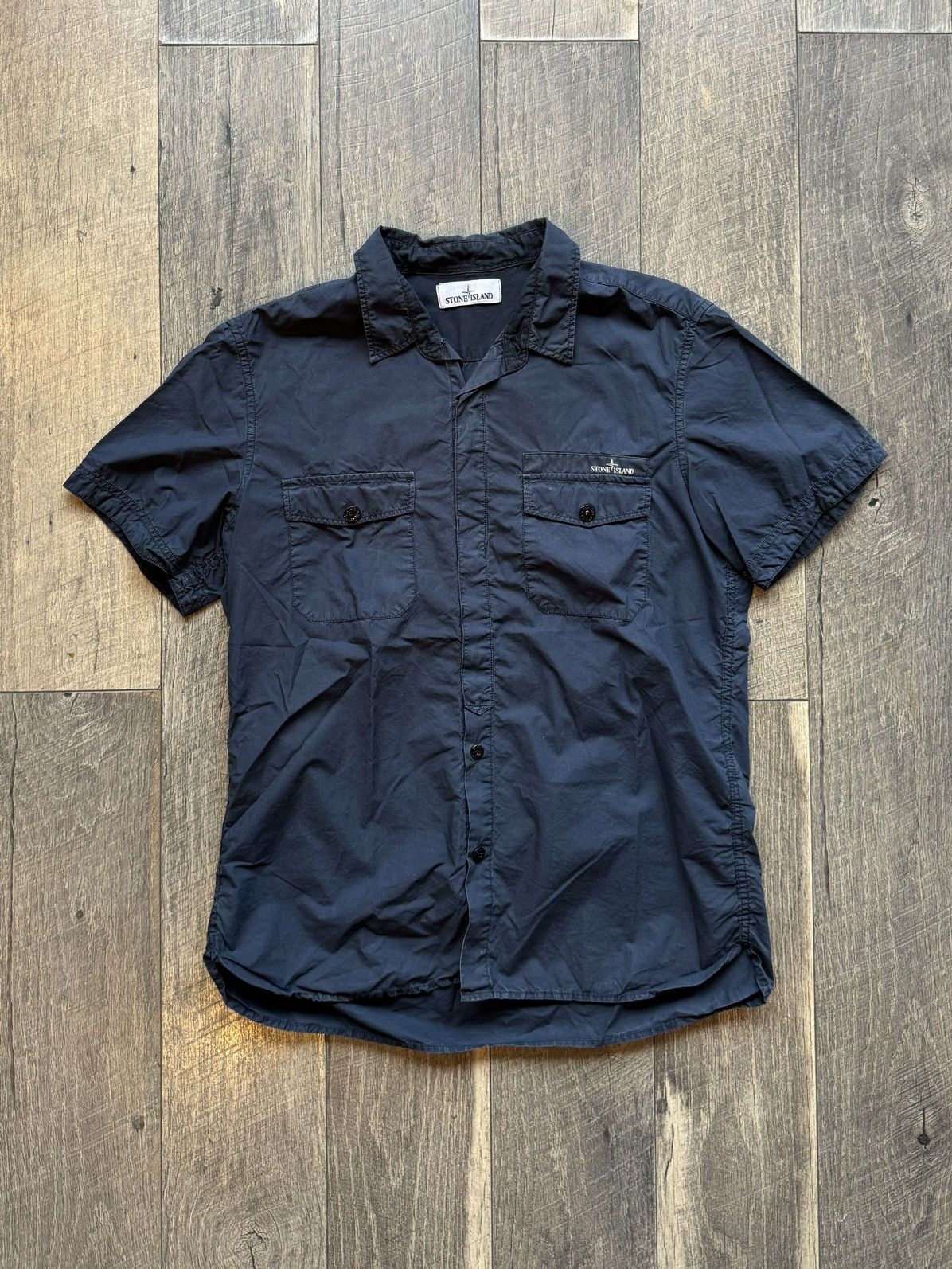 Stone Island Stone Island Navy Short Sleeve Button Up Shirt - Medium Size US M / EU 48-50 / 2 - 1 Thumbnail